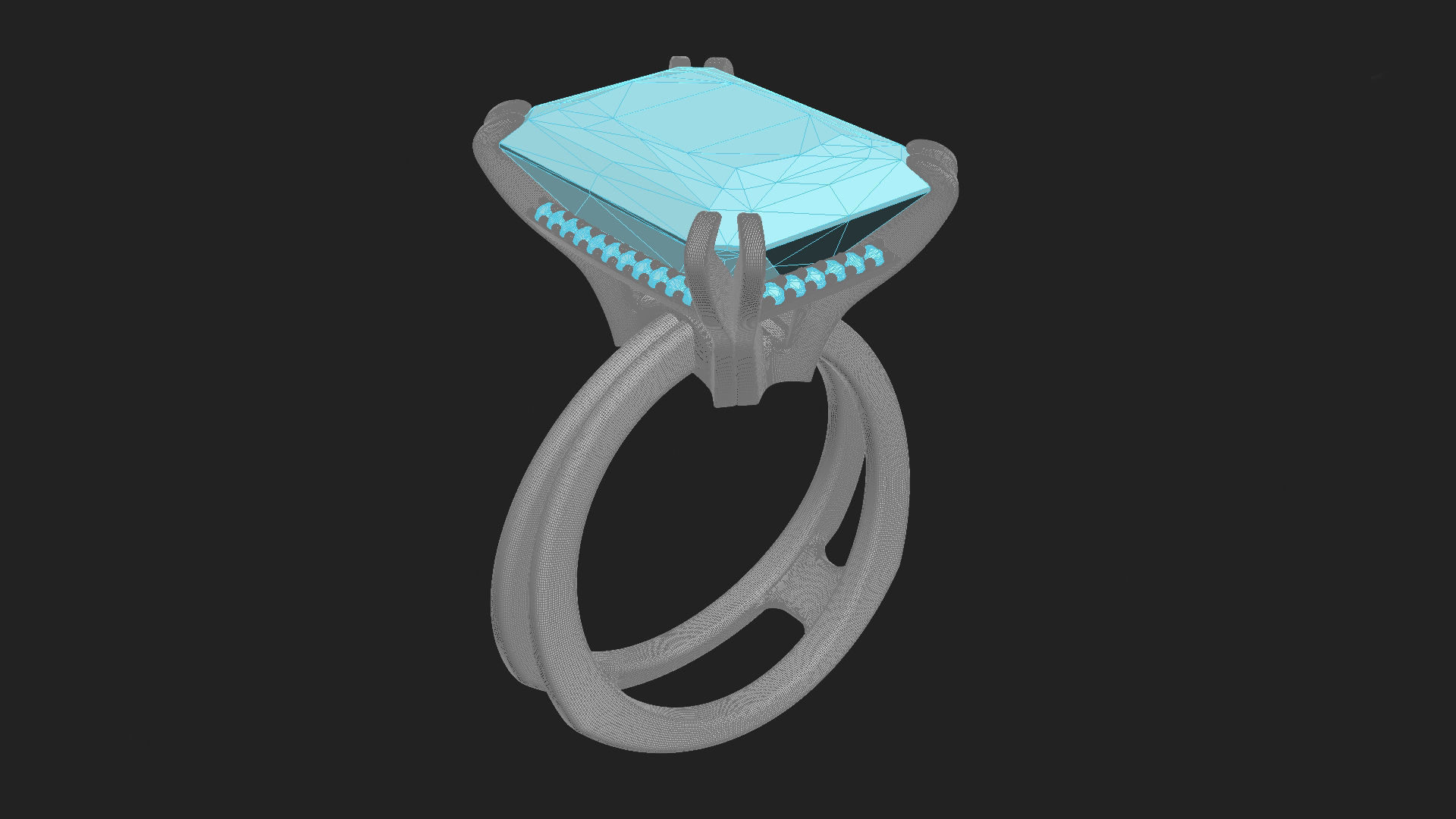 3D model Solitaire Radiant Cut EL Ring-CL 3D print model_11