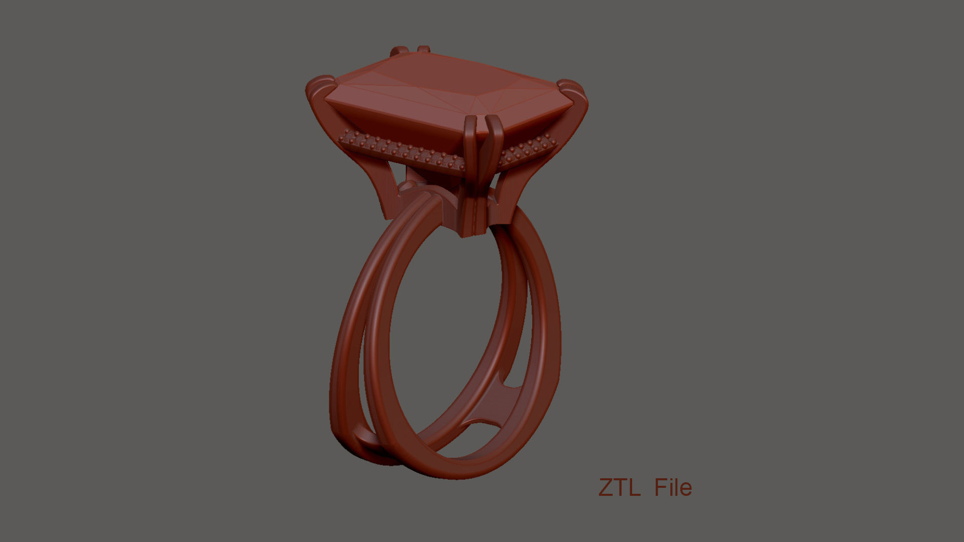 3D model Solitaire Radiant Cut EL Ring-CL 3D print model_16