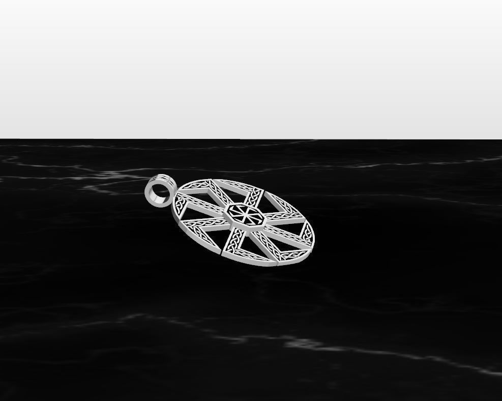 Slavic Kolovrat pendant with celtic knot 3D print model_9