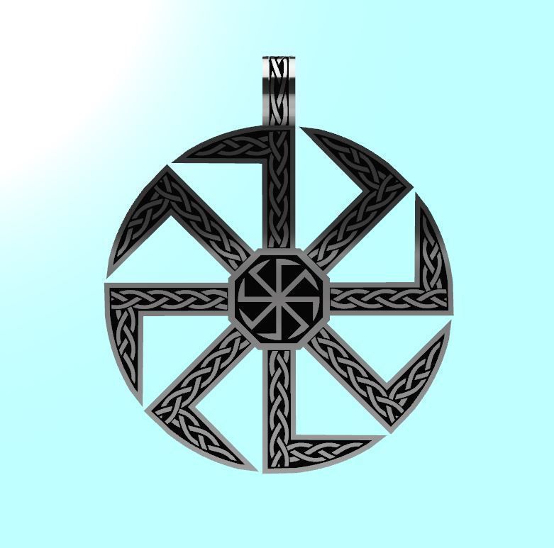 Slavic Kolovrat pendant with celtic knot 3D print model_5