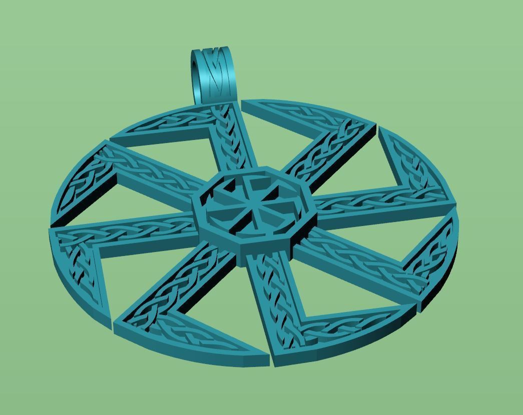 Slavic Kolovrat pendant with celtic knot 3D print model_10