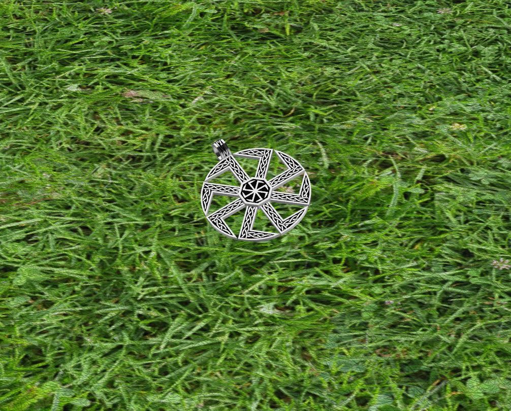 Slavic Kolovrat pendant with celtic knot 3D print model_7