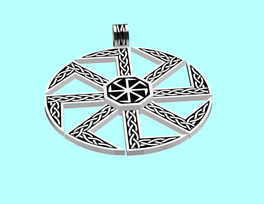 Slavic Kolovrat pendant with celtic knot 3D print model_3