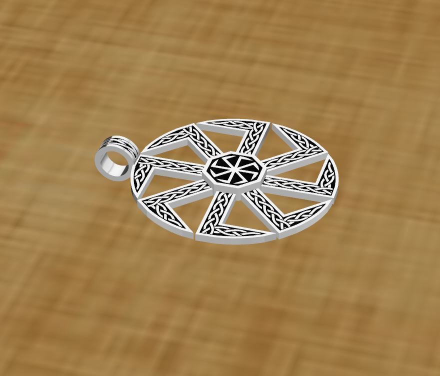 Slavic Kolovrat pendant with celtic knot 3D print model_1