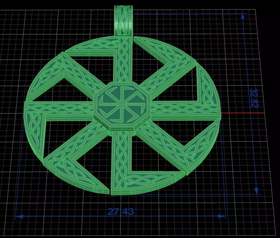 Slavic Kolovrat pendant with celtic knot 3D print model_0