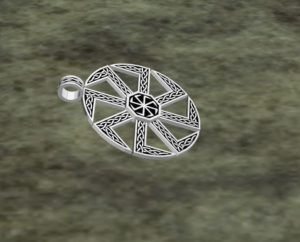 Slavic Kolovrat pendant with celtic knot 3D print model_8