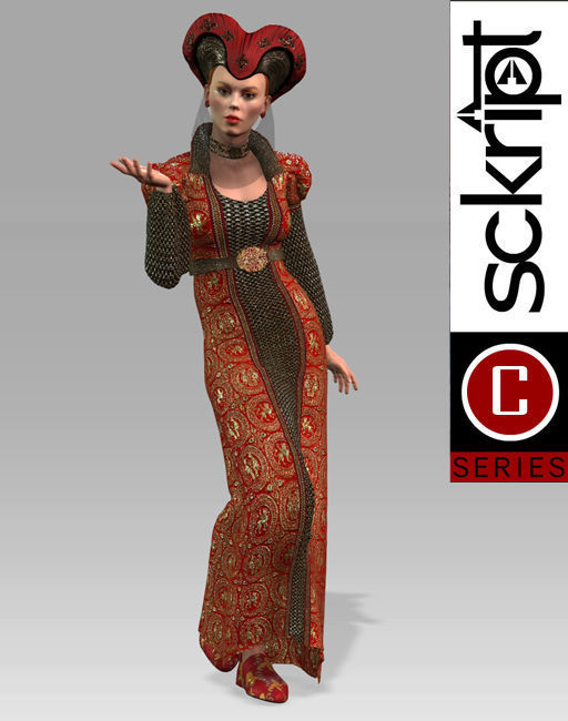 Morgana woman in dress 3D model_3