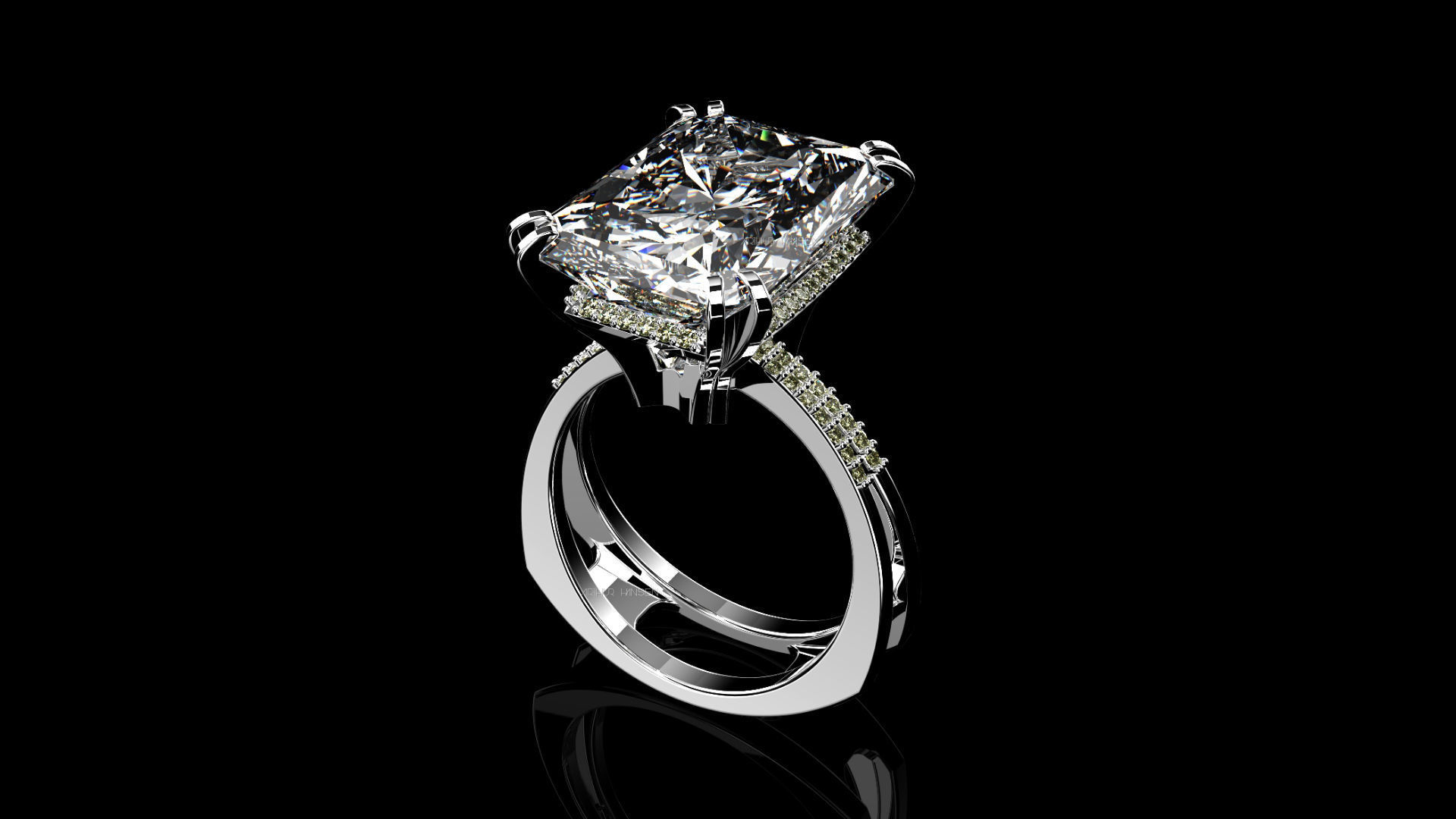 3D model Solitaire Radiant Cut EL Ring-PV 3D print model_2