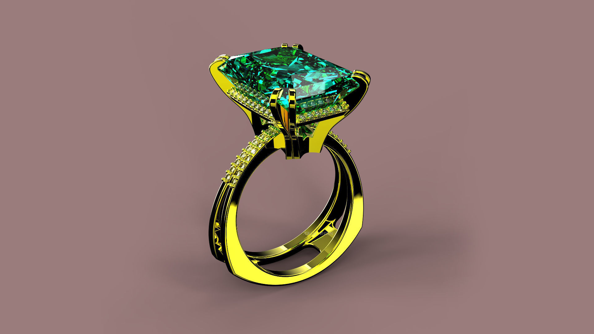 3D model Solitaire Radiant Cut EL Ring-PV 3D print model_1