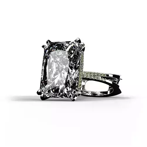 3D model Solitaire Radiant Cut EL Ring-PV