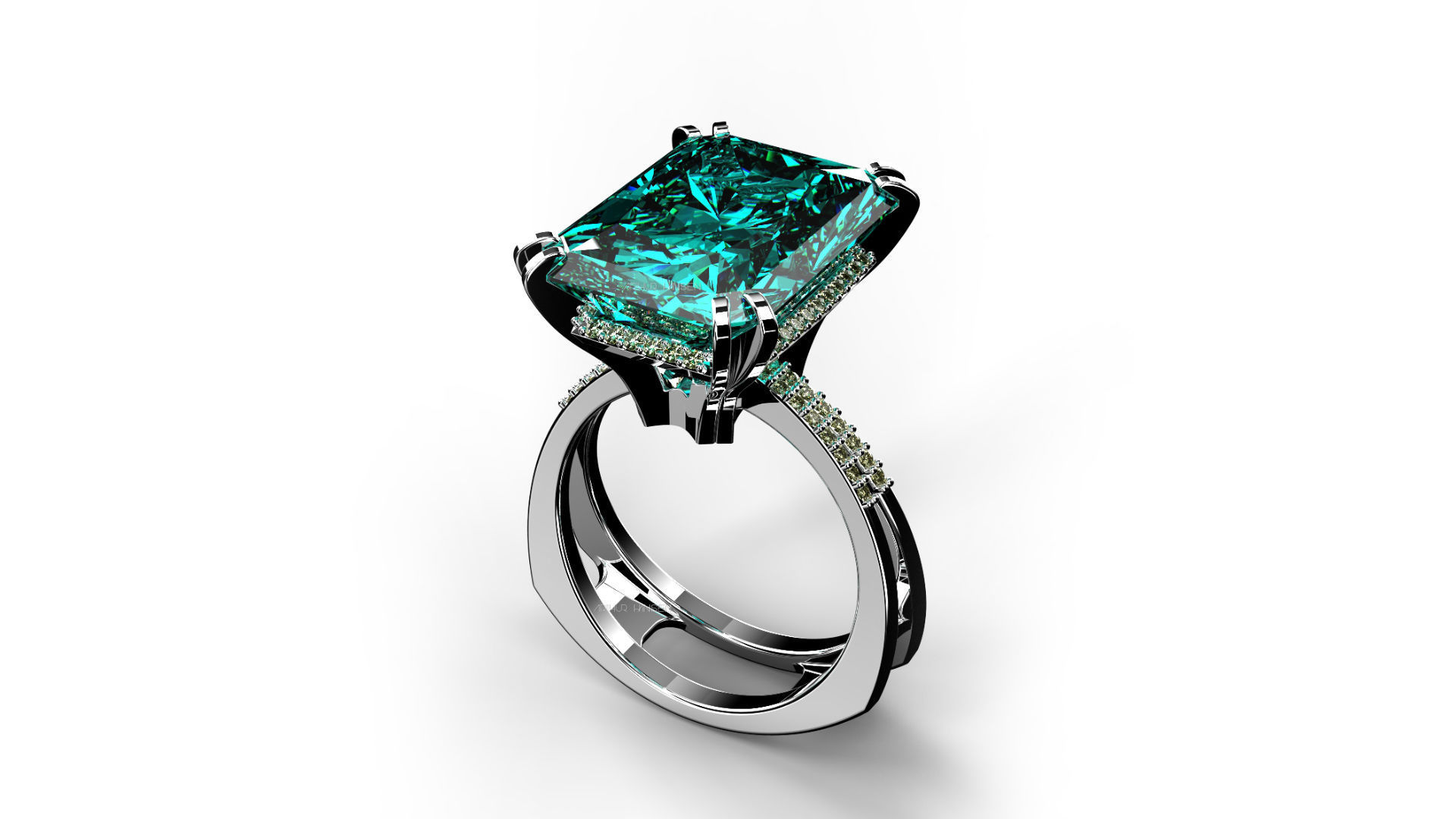 3D model Solitaire Radiant Cut EL Ring-PV 3D print model_4