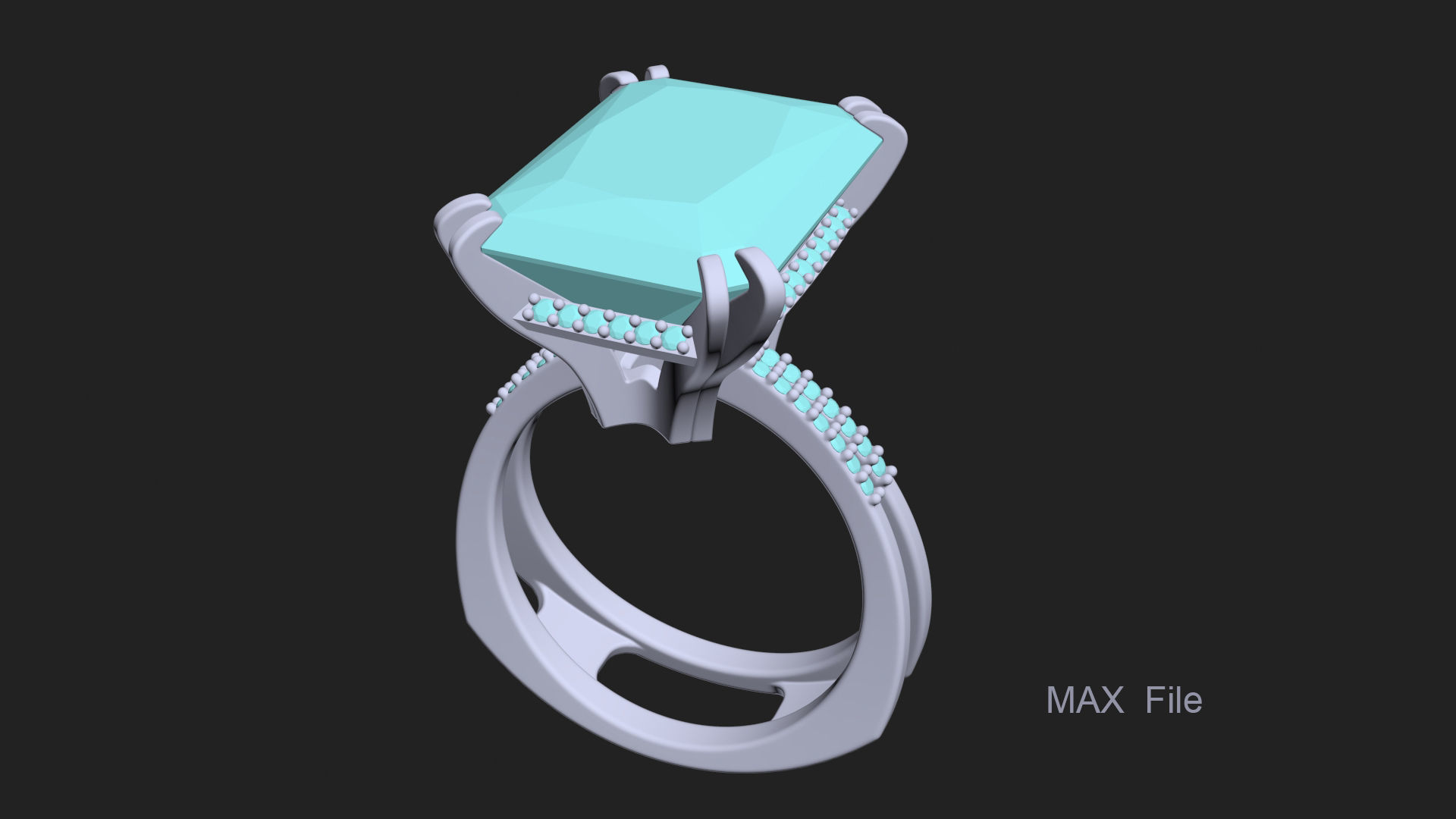 3D model Solitaire Radiant Cut EL Ring-PV 3D print model_5
