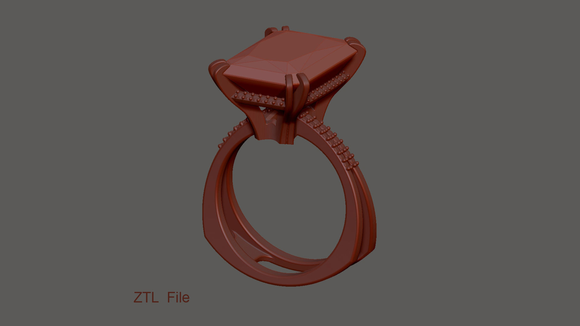 3D model Solitaire Radiant Cut EL Ring-PV 3D print model_12