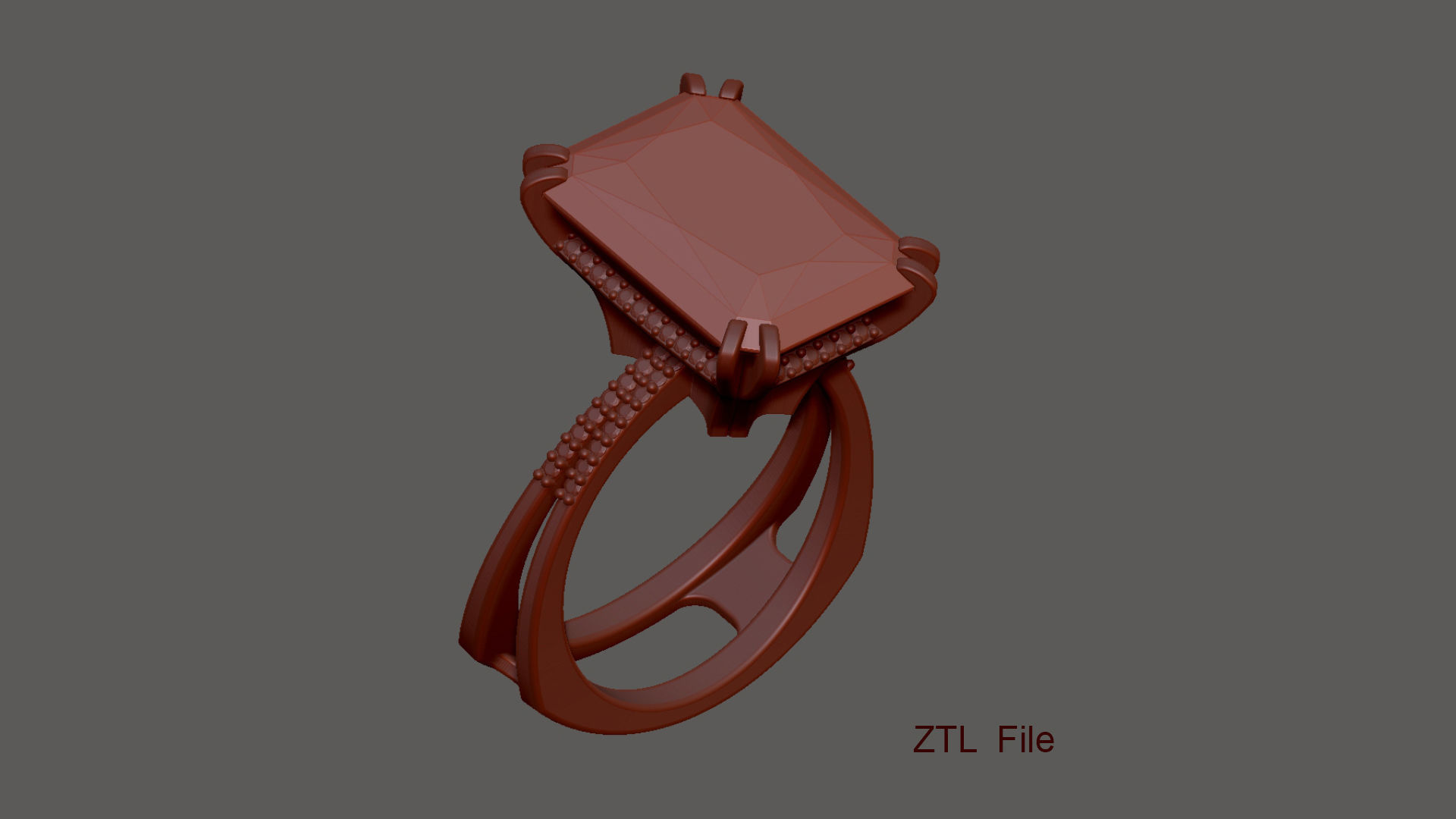 3D model Solitaire Radiant Cut EL Ring-PV 3D print model_13