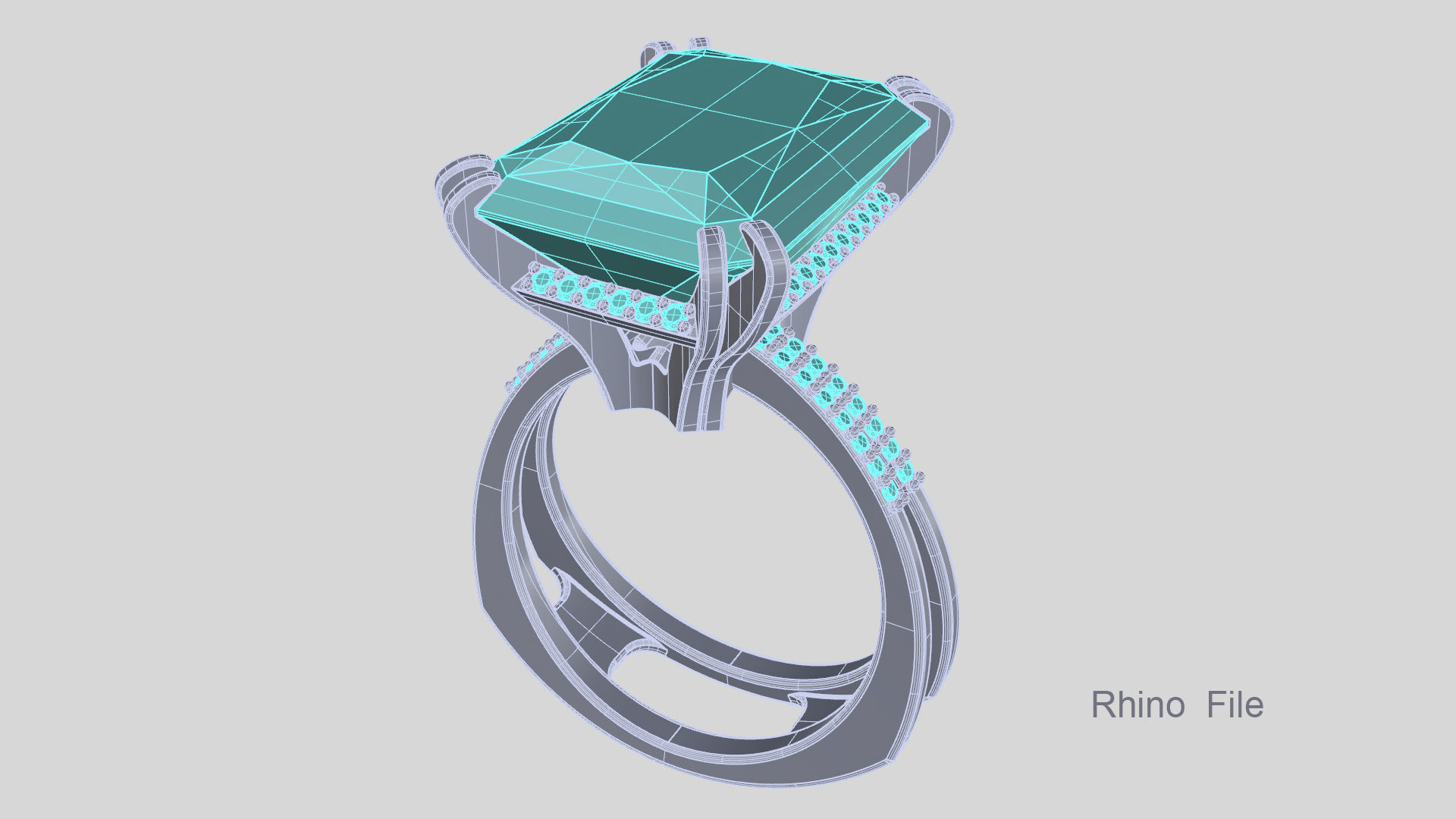 3D model Solitaire Radiant Cut EL Ring-PV 3D print model_7