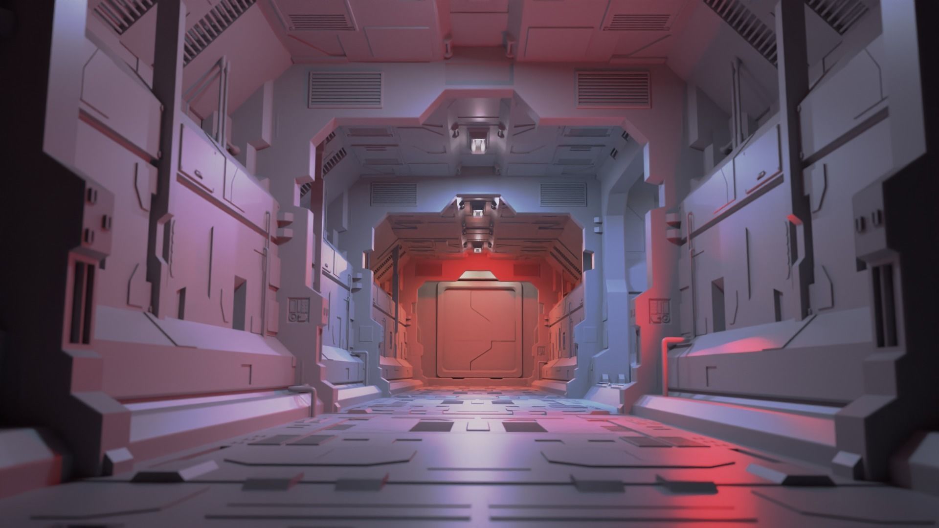 Dark Sci-Fi Corridor 3D model_15
