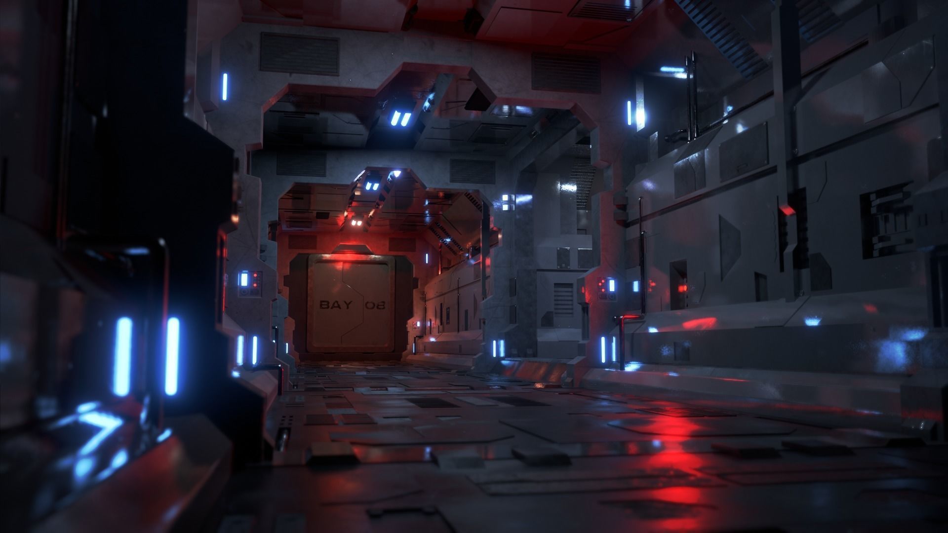 Dark Sci-Fi Corridor 3D model_3