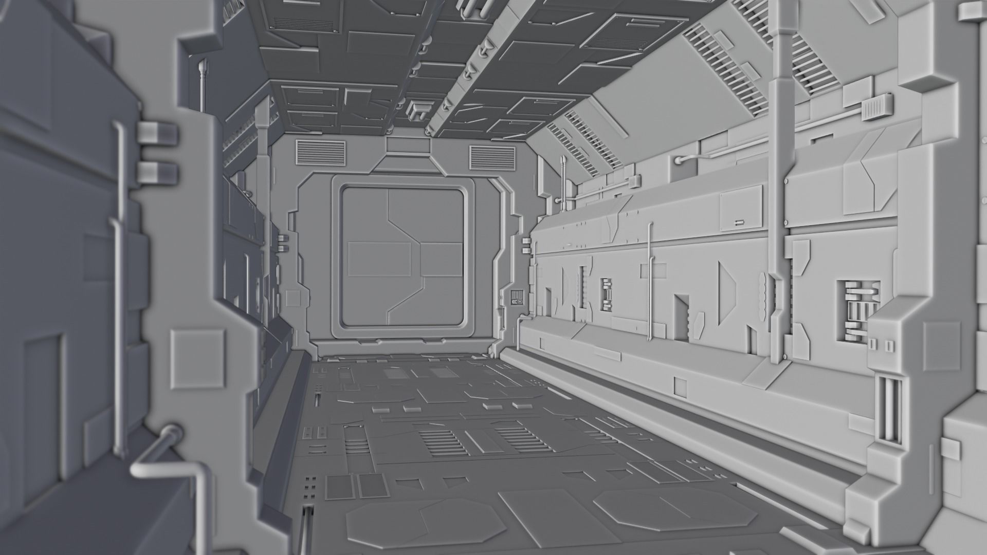 Dark Sci-Fi Corridor 3D model_22