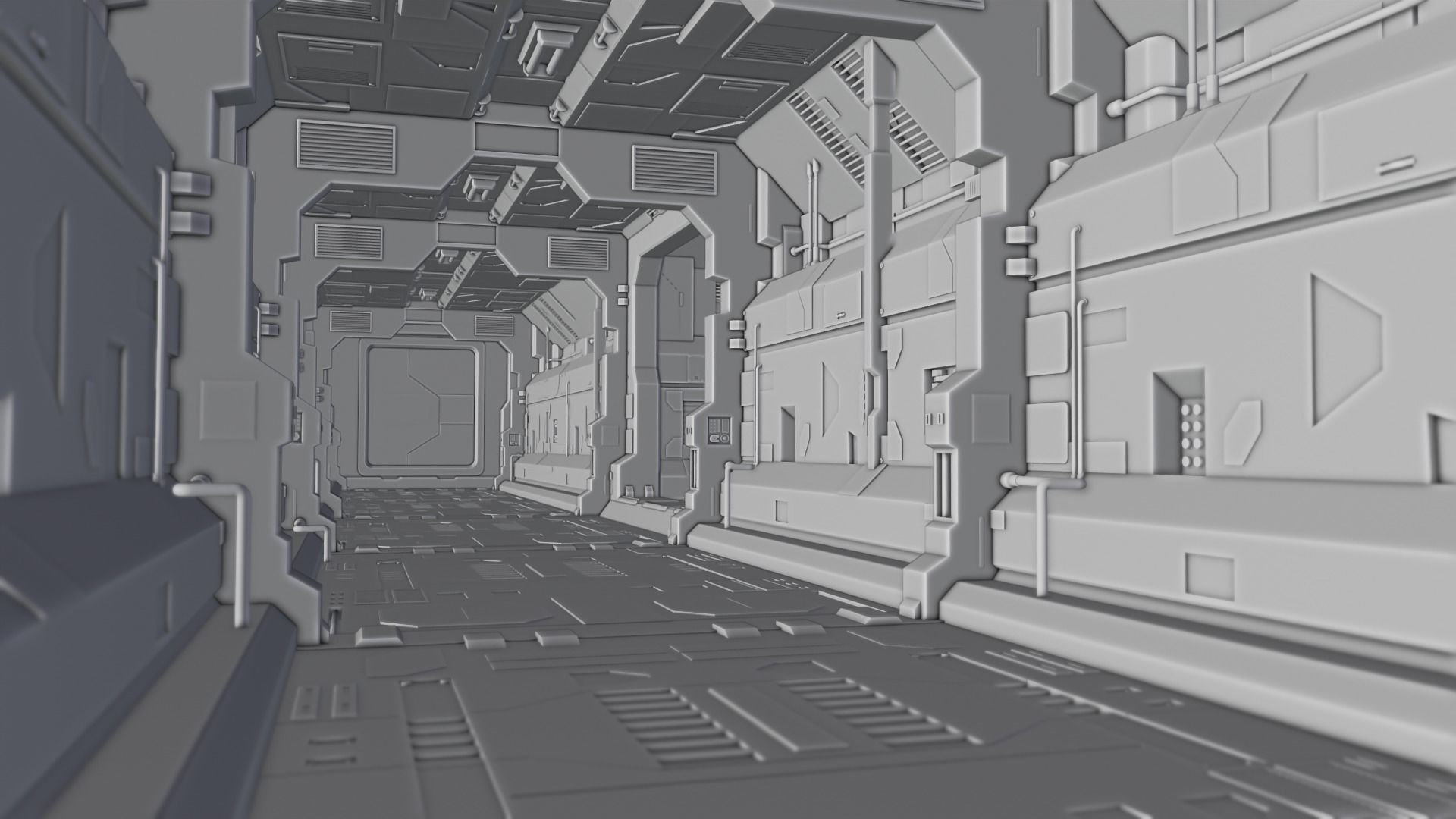 Dark Sci-Fi Corridor 3D model_21