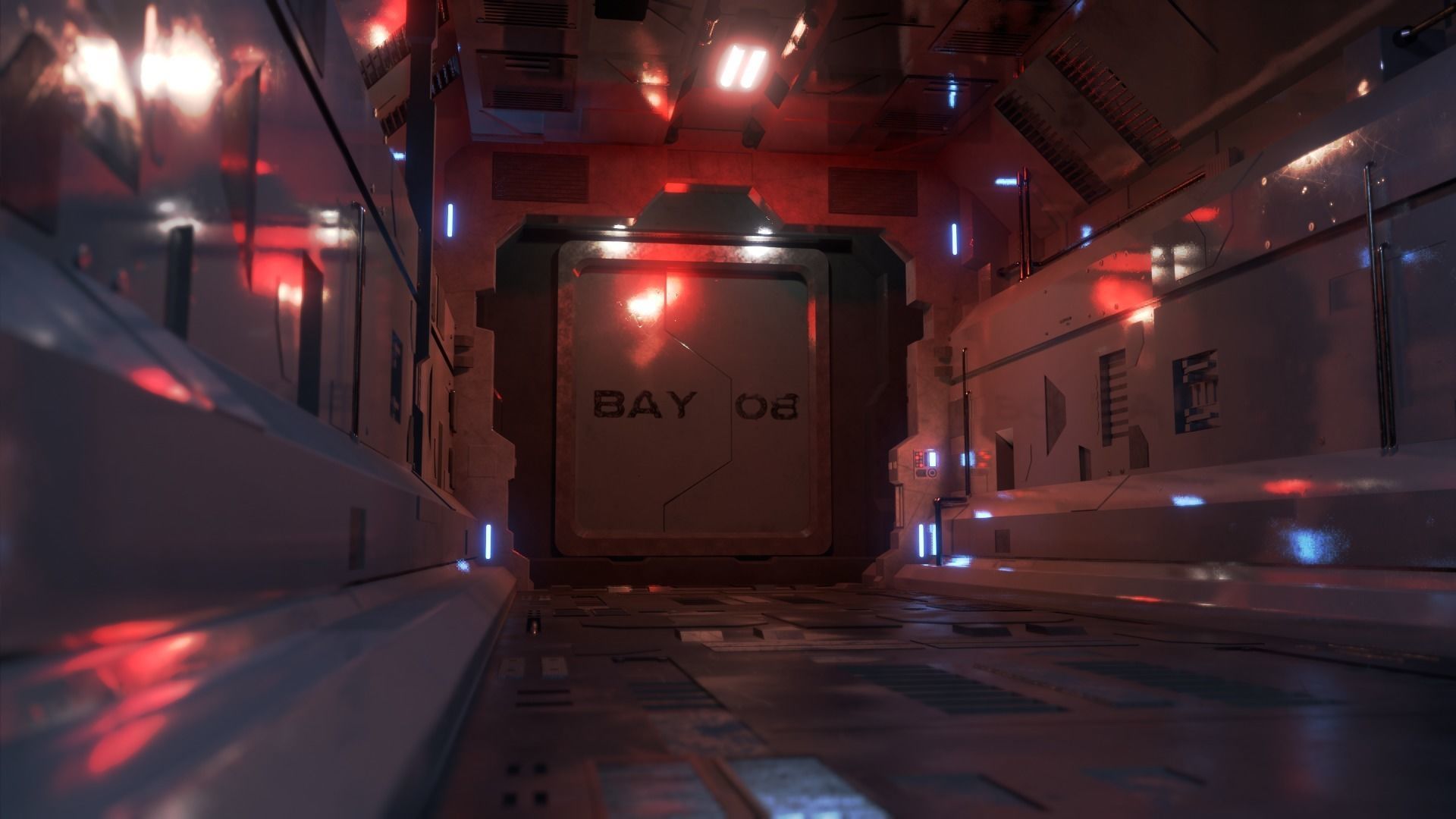 Dark Sci-Fi Corridor 3D model_11