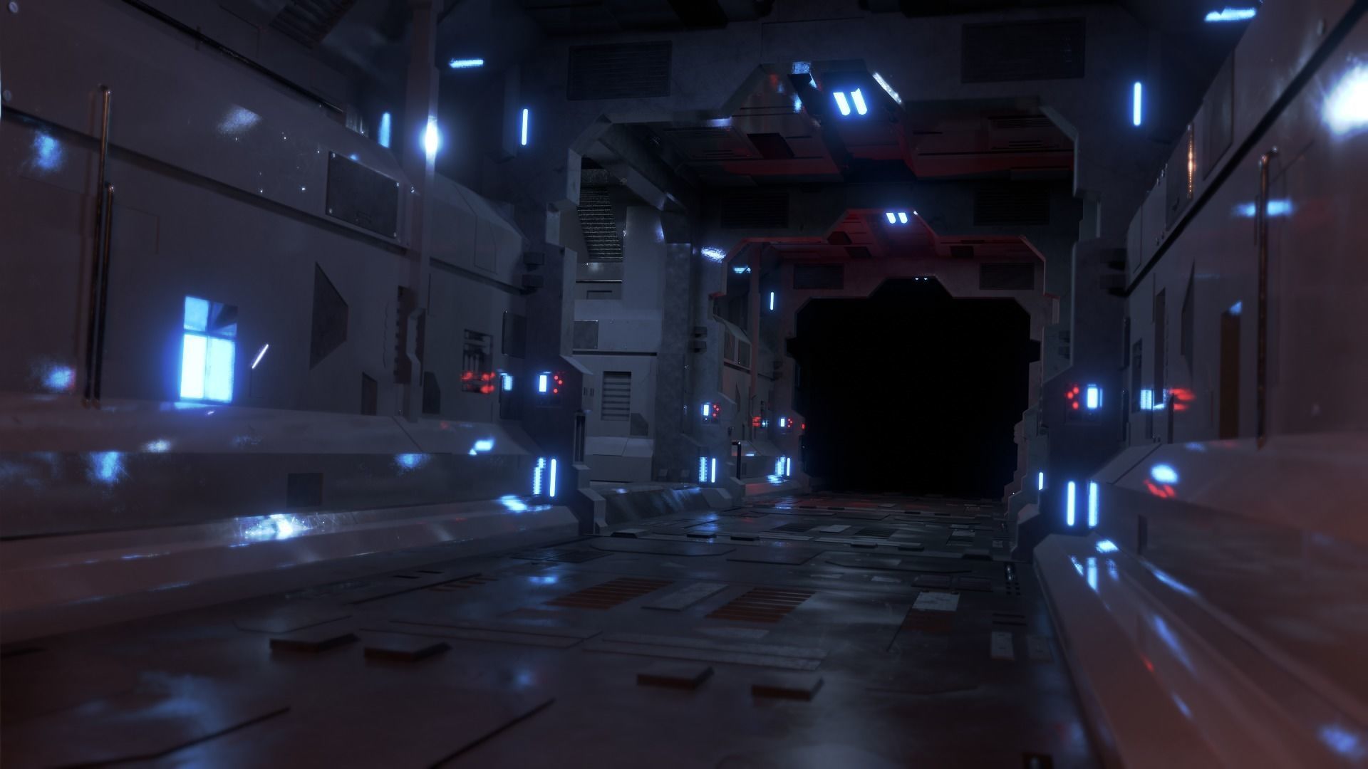 Dark Sci-Fi Corridor 3D model_10
