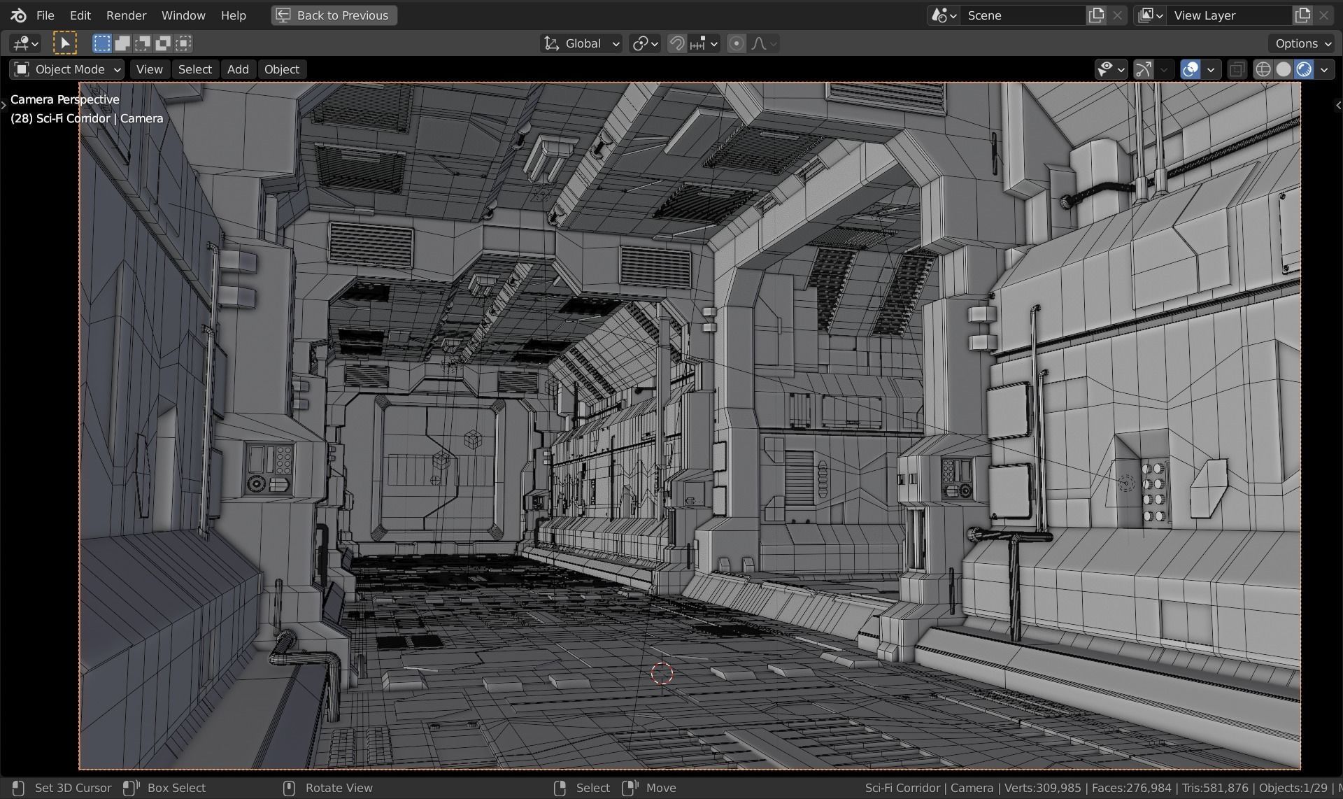 Dark Sci-Fi Corridor 3D model_26