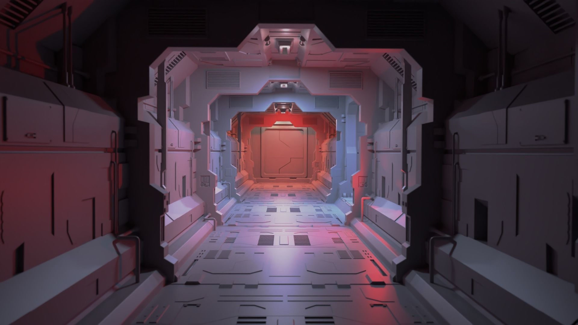 Dark Sci-Fi Corridor 3D model_14