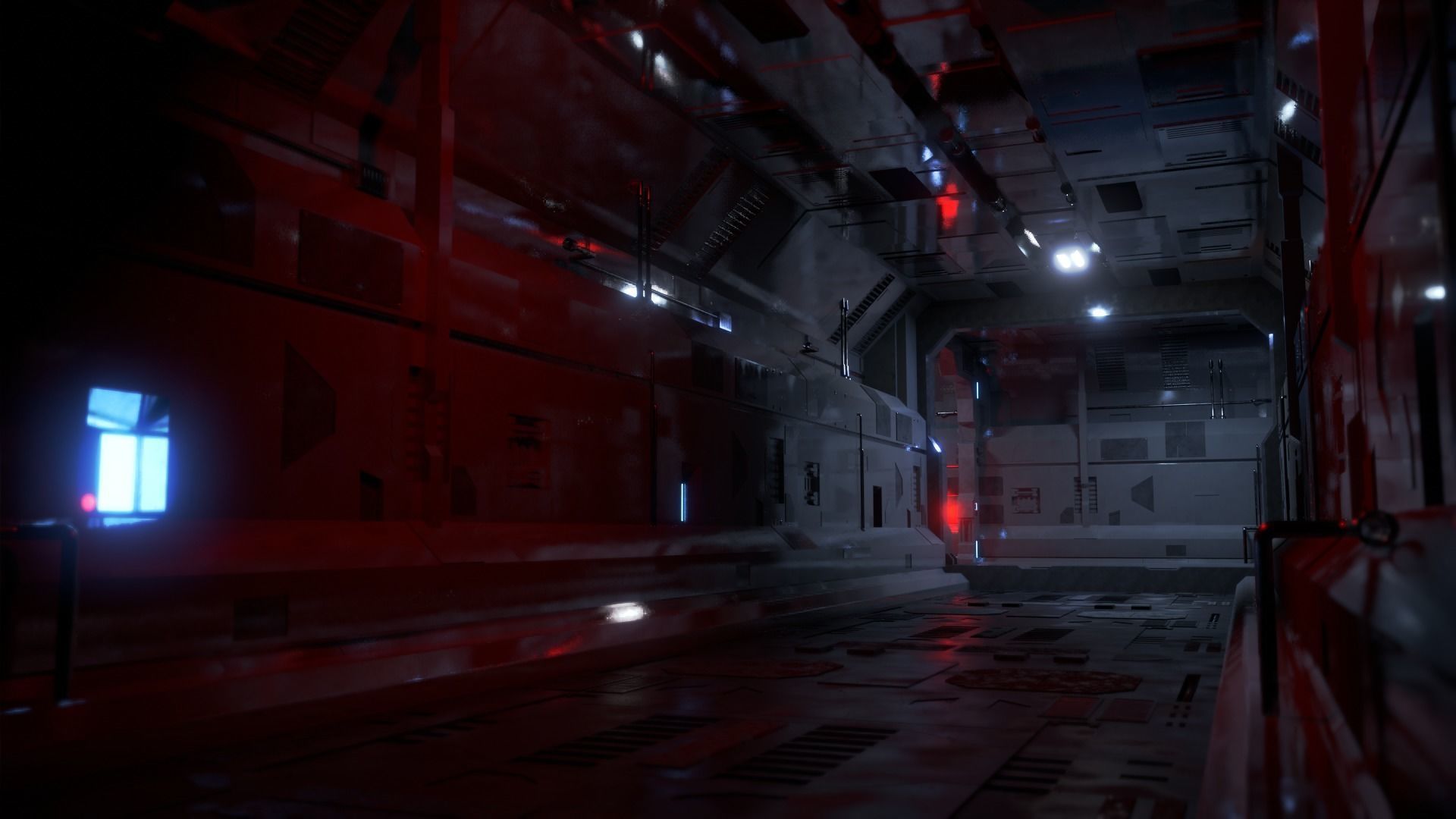 Dark Sci-Fi Corridor 3D model_7