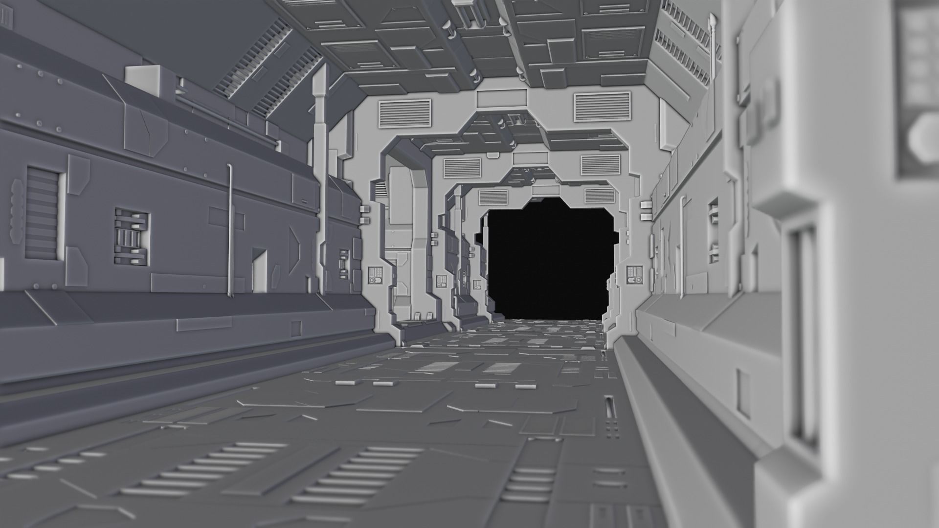 Dark Sci-Fi Corridor 3D model_23