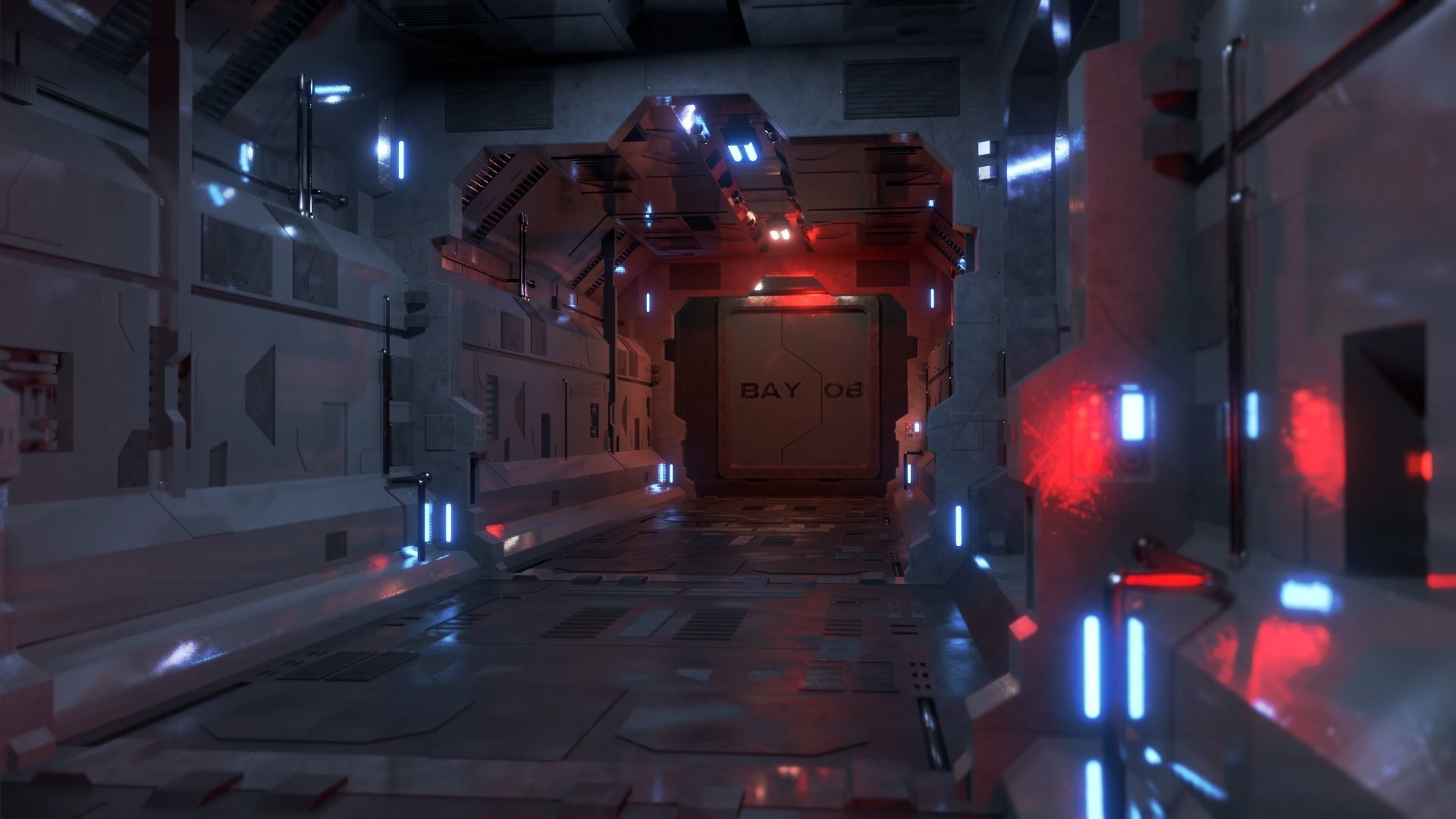 Dark Sci-Fi Corridor 3D model_13