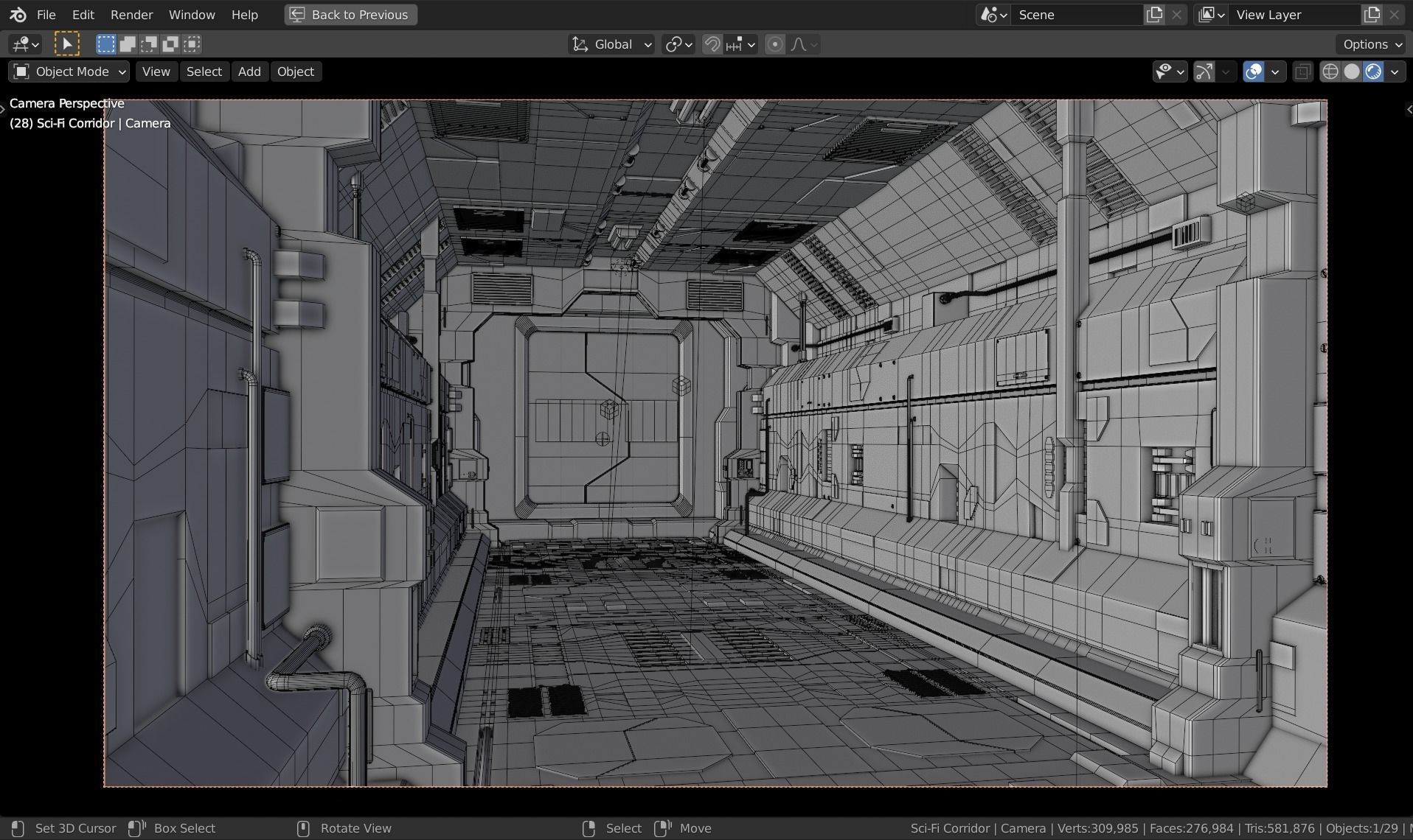 Dark Sci-Fi Corridor 3D model_25