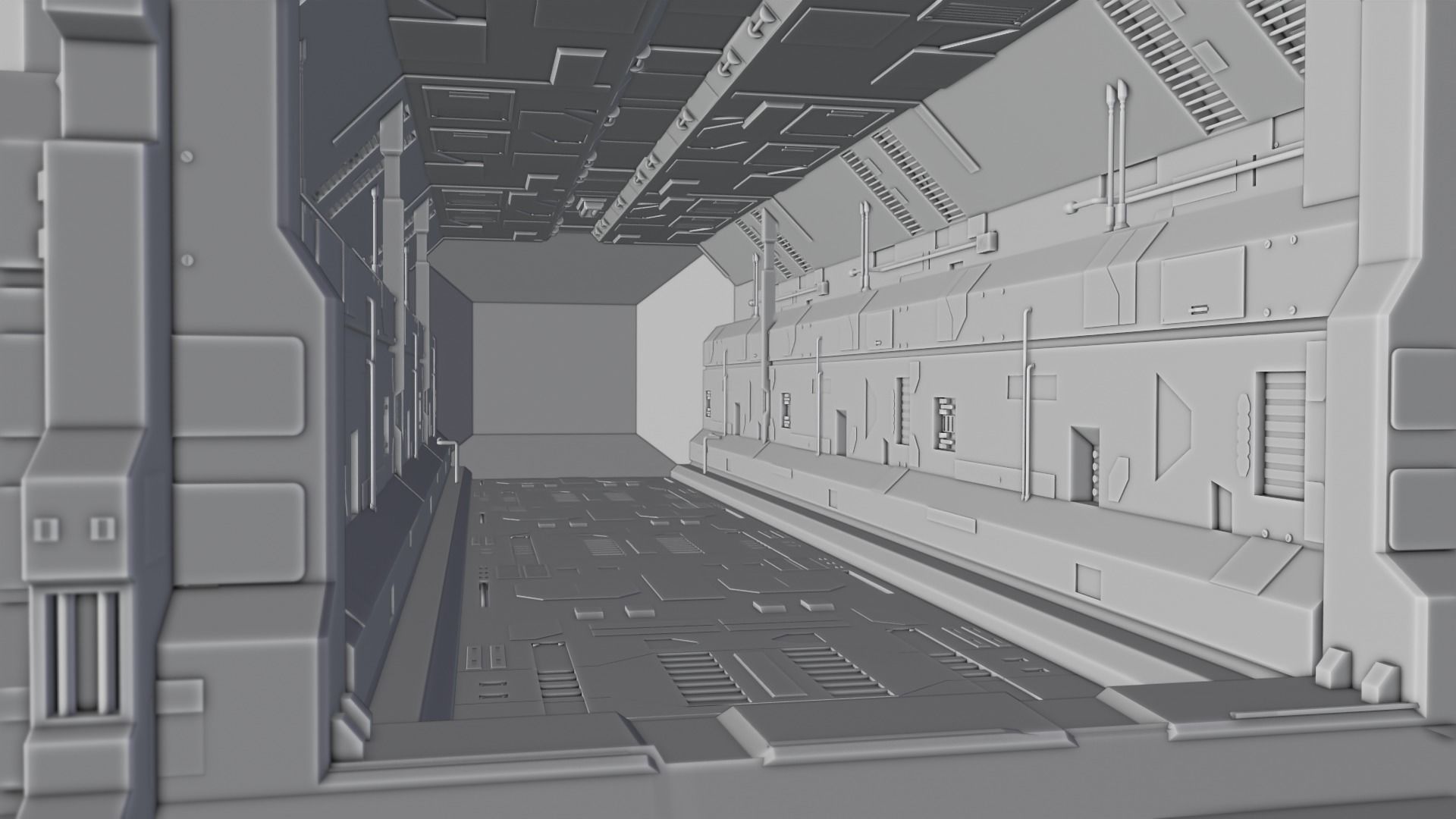 Dark Sci-Fi Corridor 3D model_29