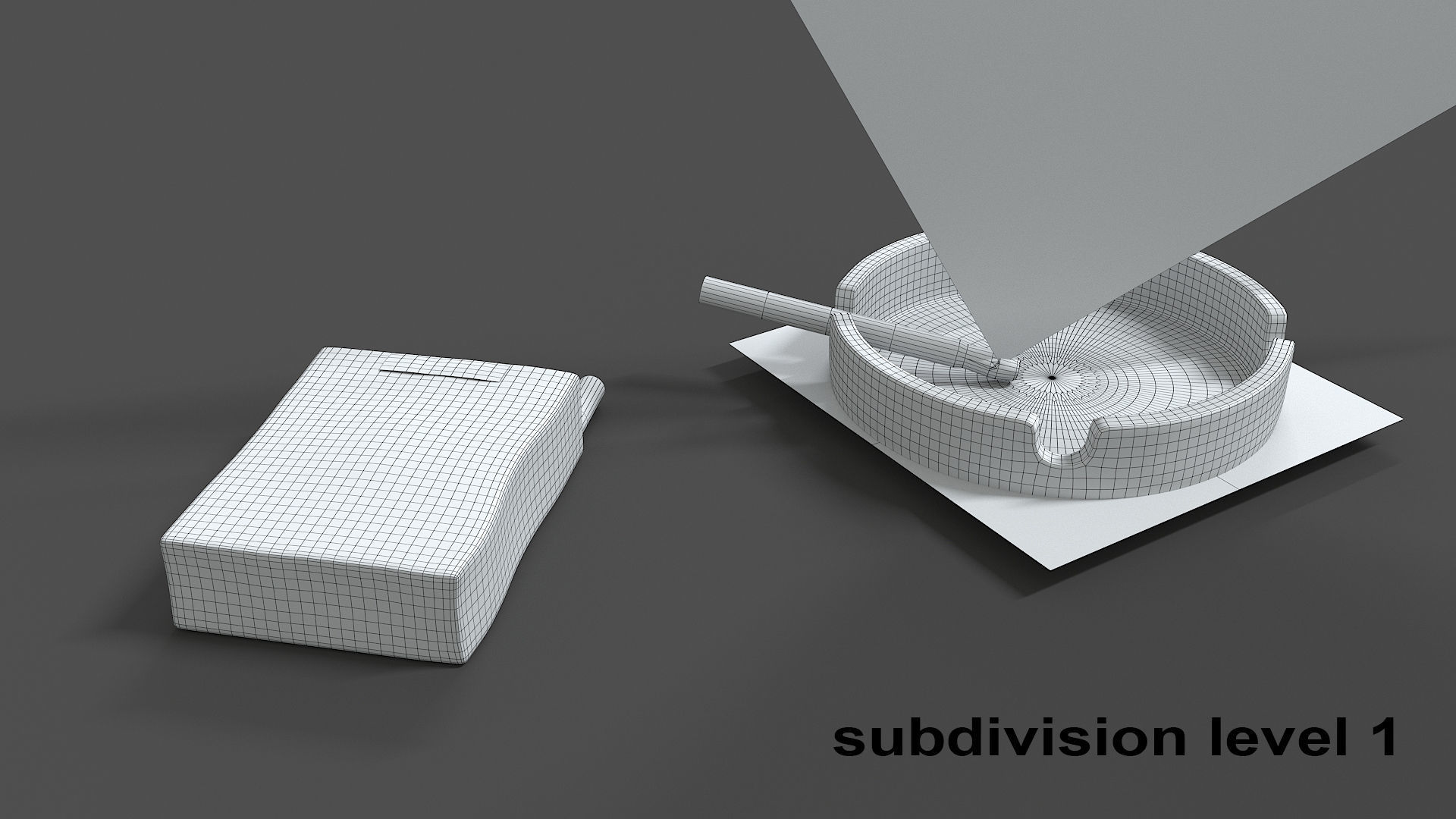 Lucky Strike cigarette pack with ashtray 3D model_7
