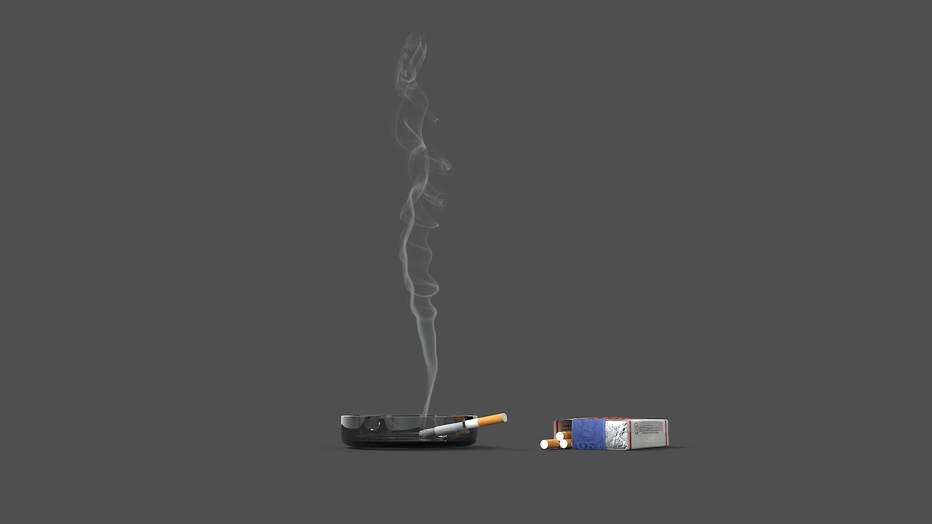 Lucky Strike cigarette pack with ashtray 3D model_2