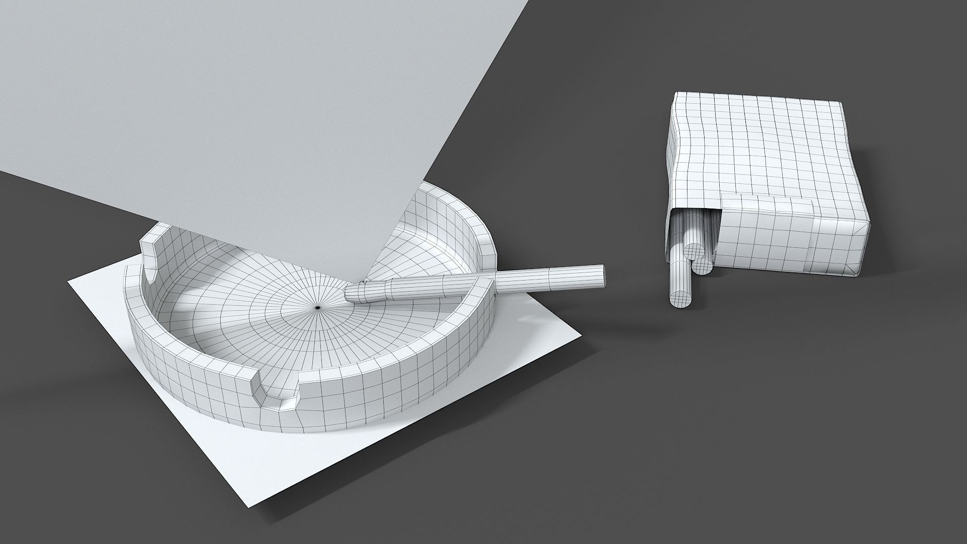 Lucky Strike cigarette pack with ashtray 3D model_5