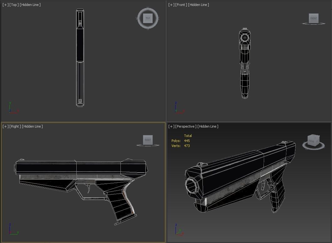 Sci-fi gun Low-poly 3D model_10