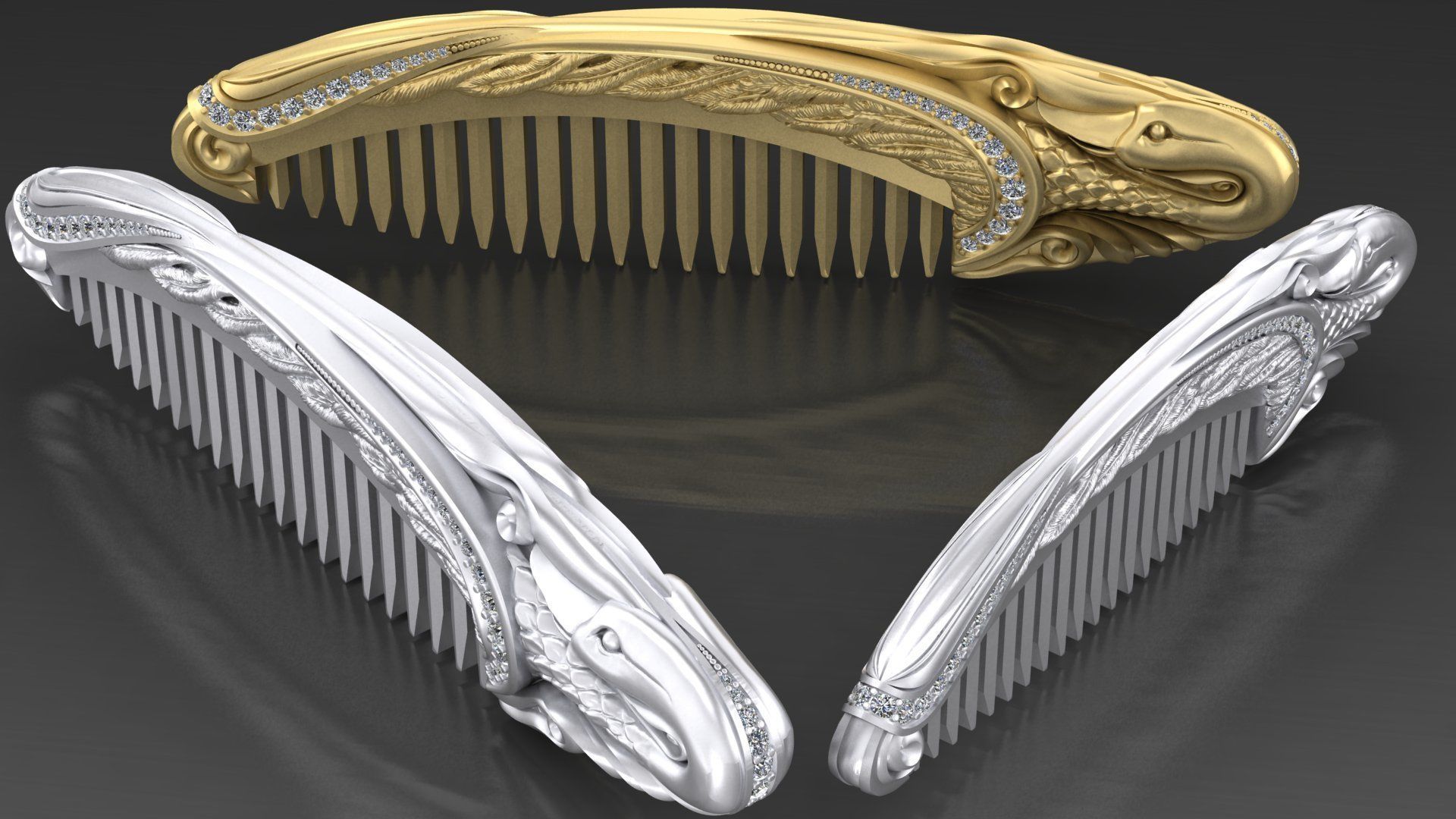 Exclusive Combs with a Swans 3D print model_1