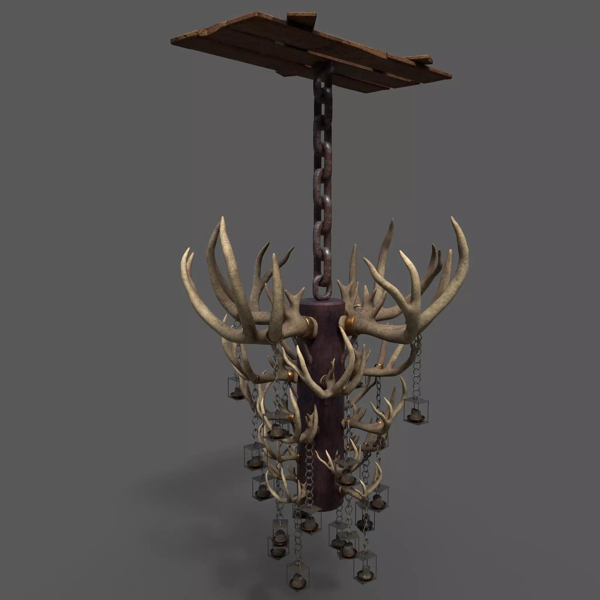 Large Antler Chandelier Free low-poly 3D model_0