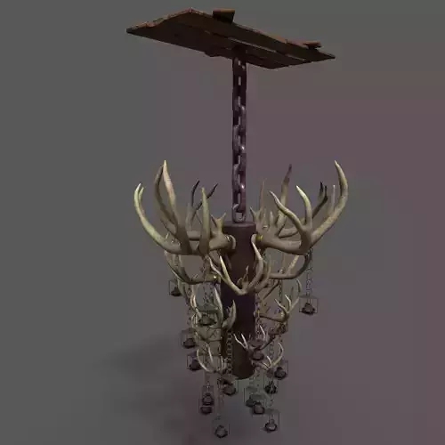 Large Antler Chandelier Free low-poly 3D model