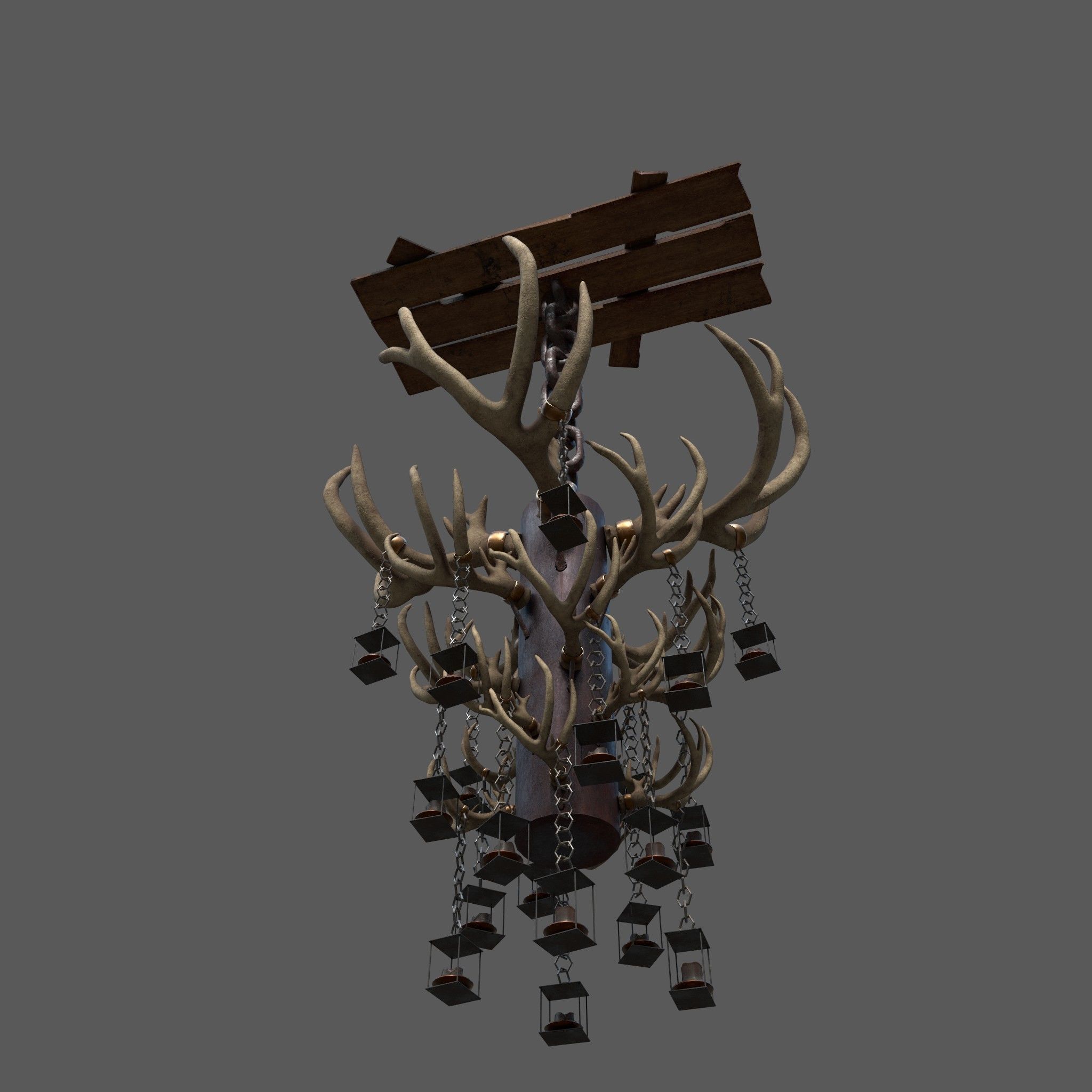 Large Antler Chandelier Free low-poly 3D model_9