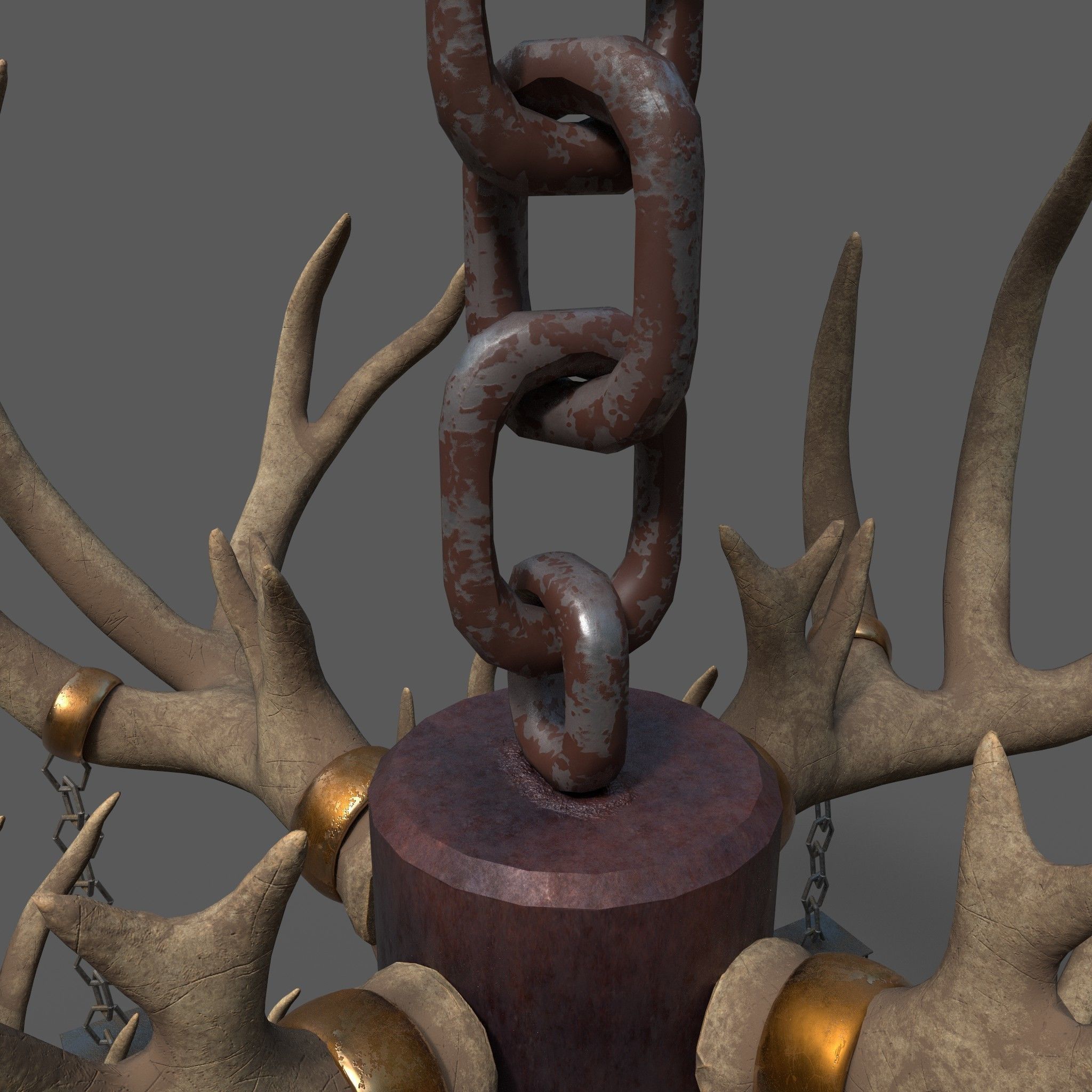 Large Antler Chandelier Free low-poly 3D model_19