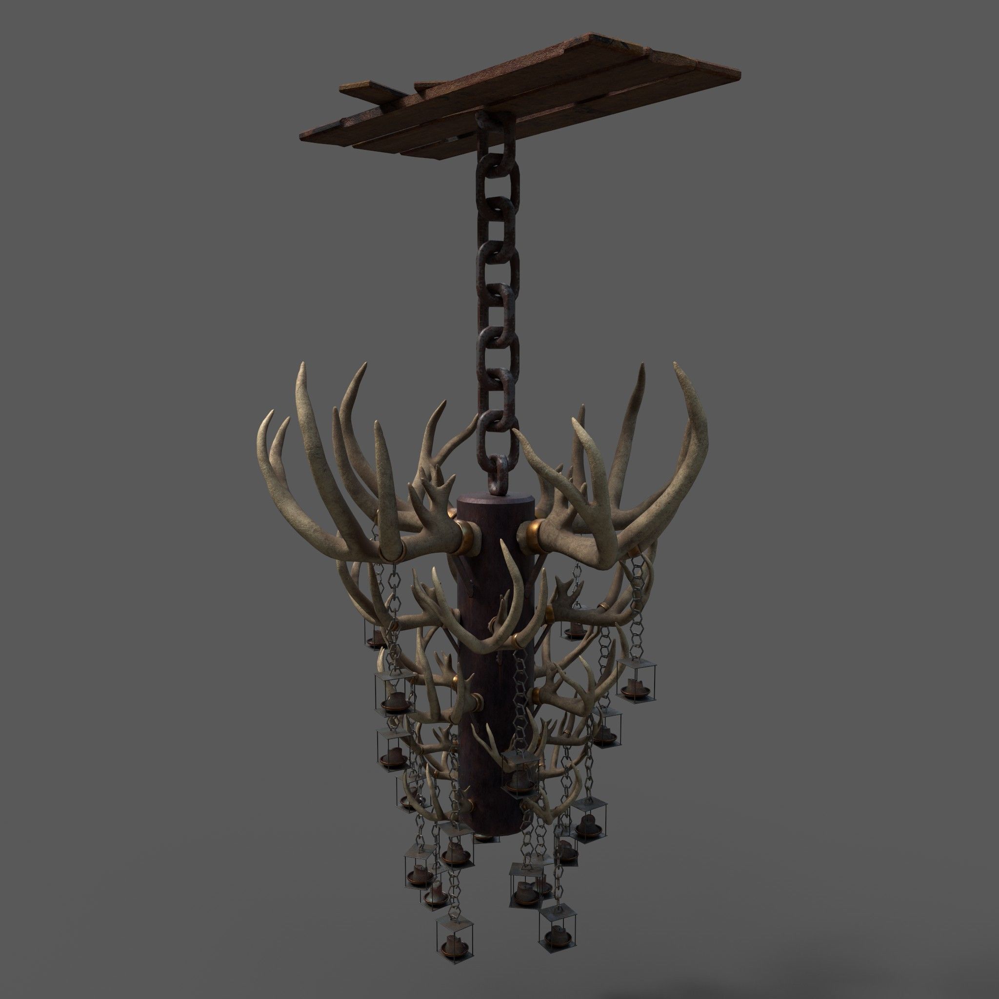 Large Antler Chandelier Free low-poly 3D model_5