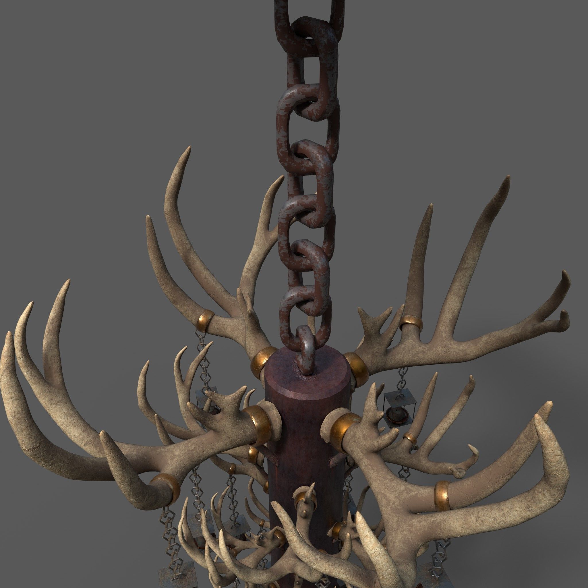 Large Antler Chandelier Free low-poly 3D model_18