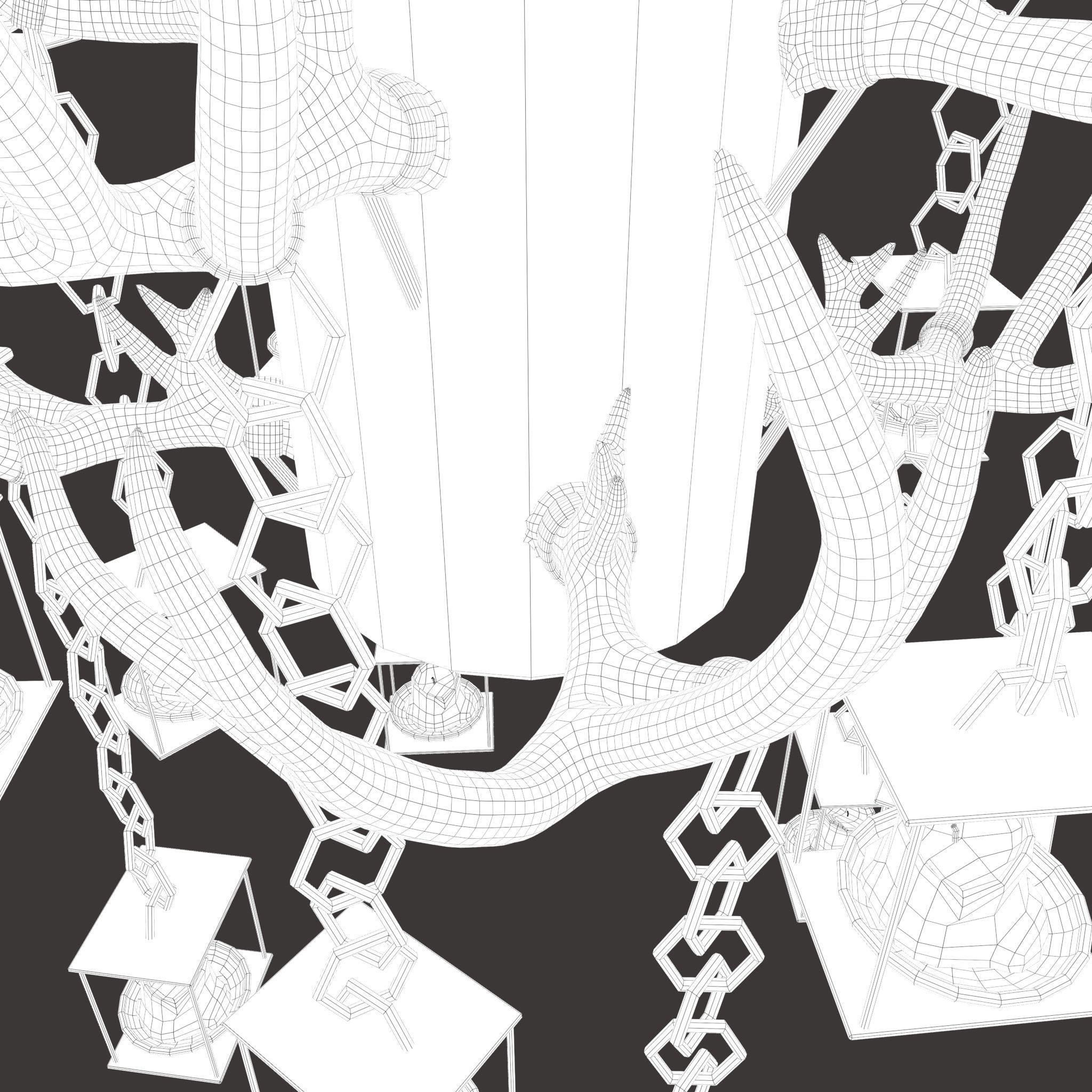 Large Antler Chandelier Free low-poly 3D model_40