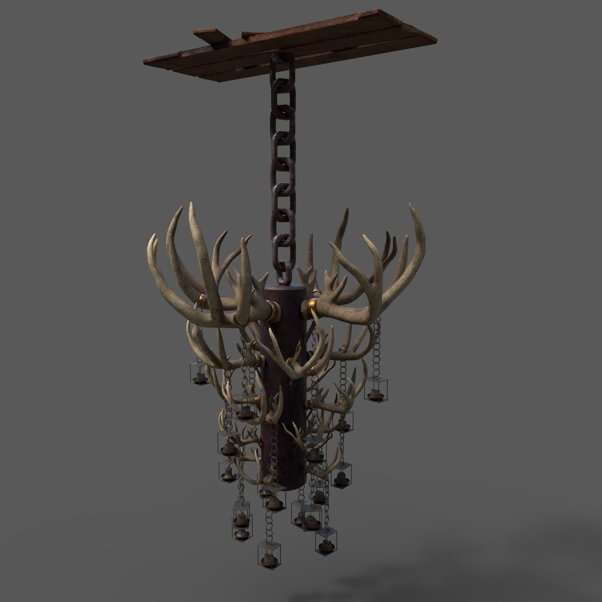 Large Antler Chandelier Free low-poly 3D model_4