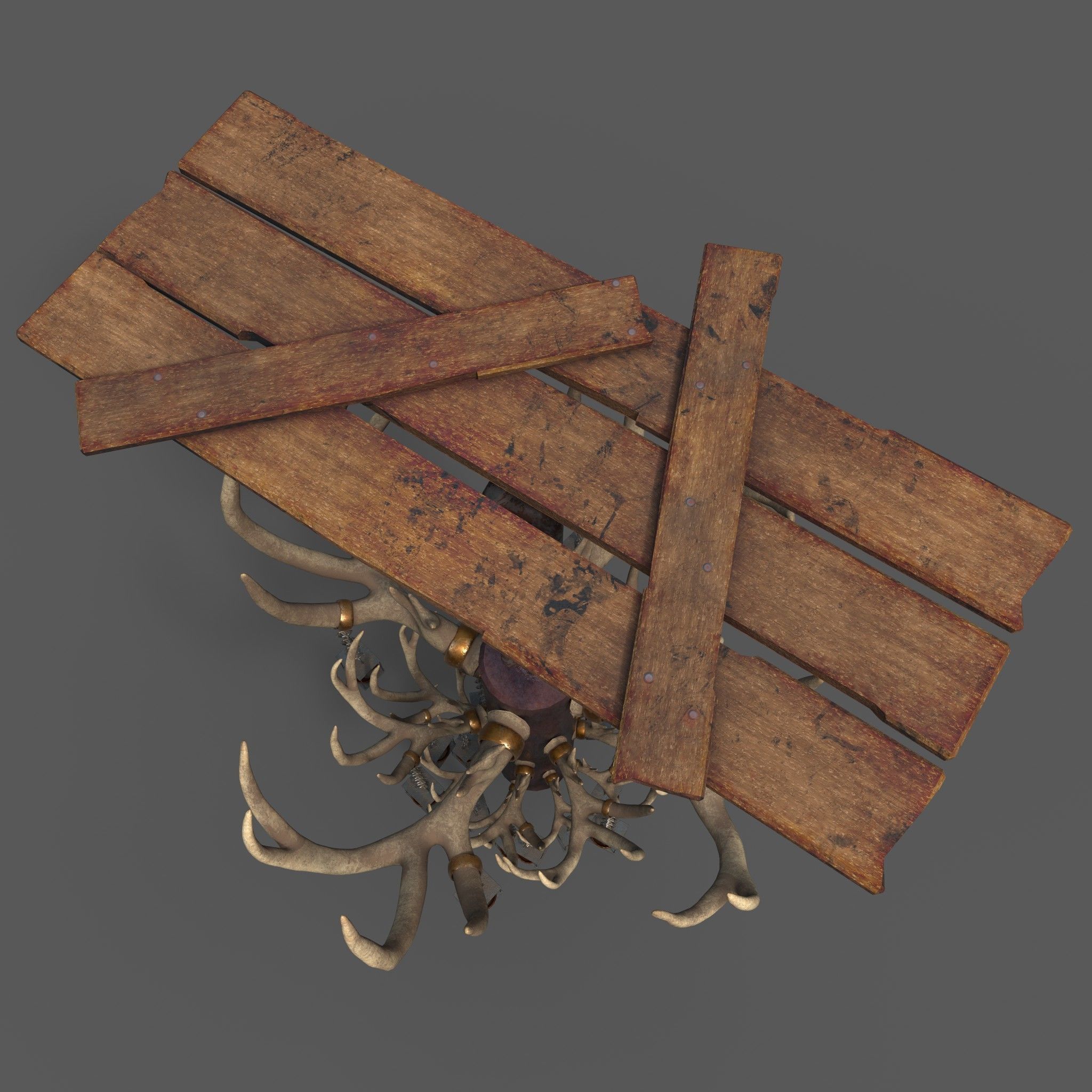 Large Antler Chandelier Free low-poly 3D model_3