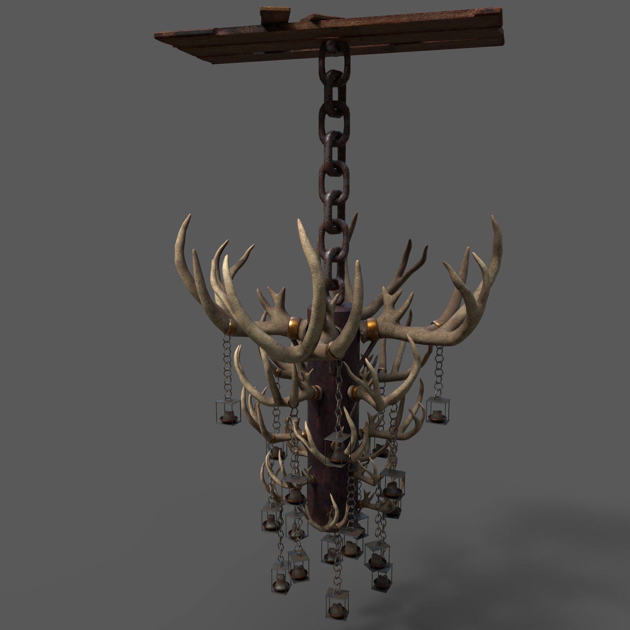 Large Antler Chandelier Free low-poly 3D model_2