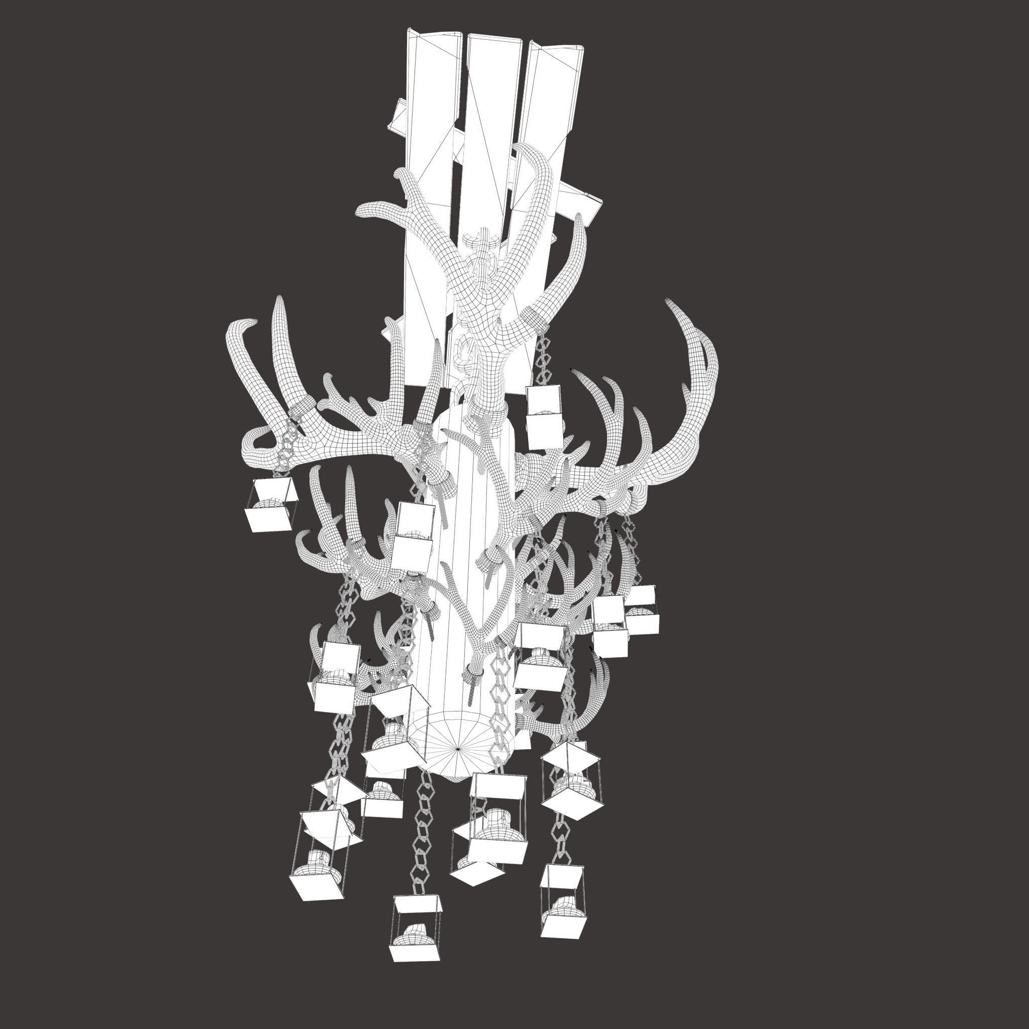 Large Antler Chandelier Free low-poly 3D model_34
