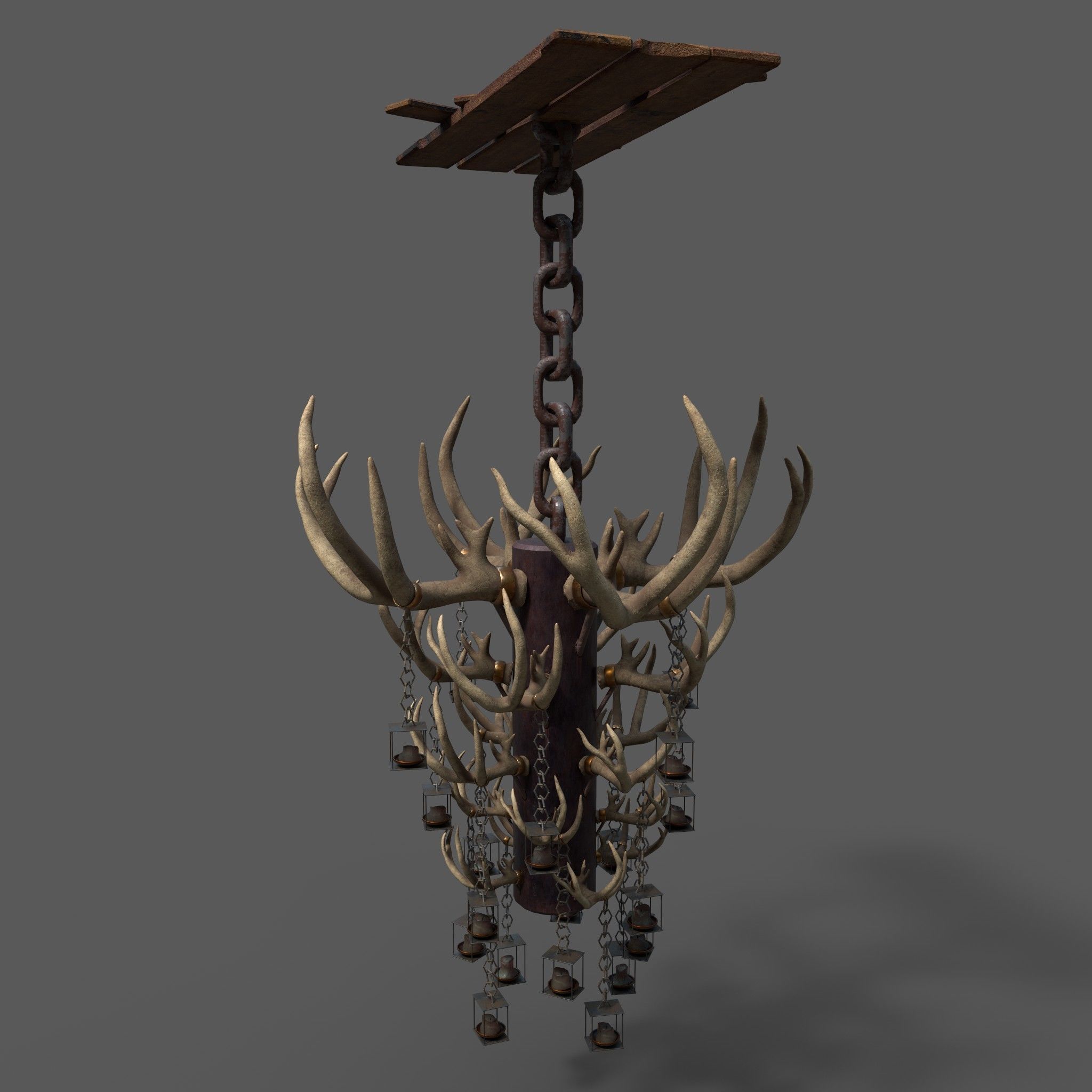 Large Antler Chandelier Free low-poly 3D model_6