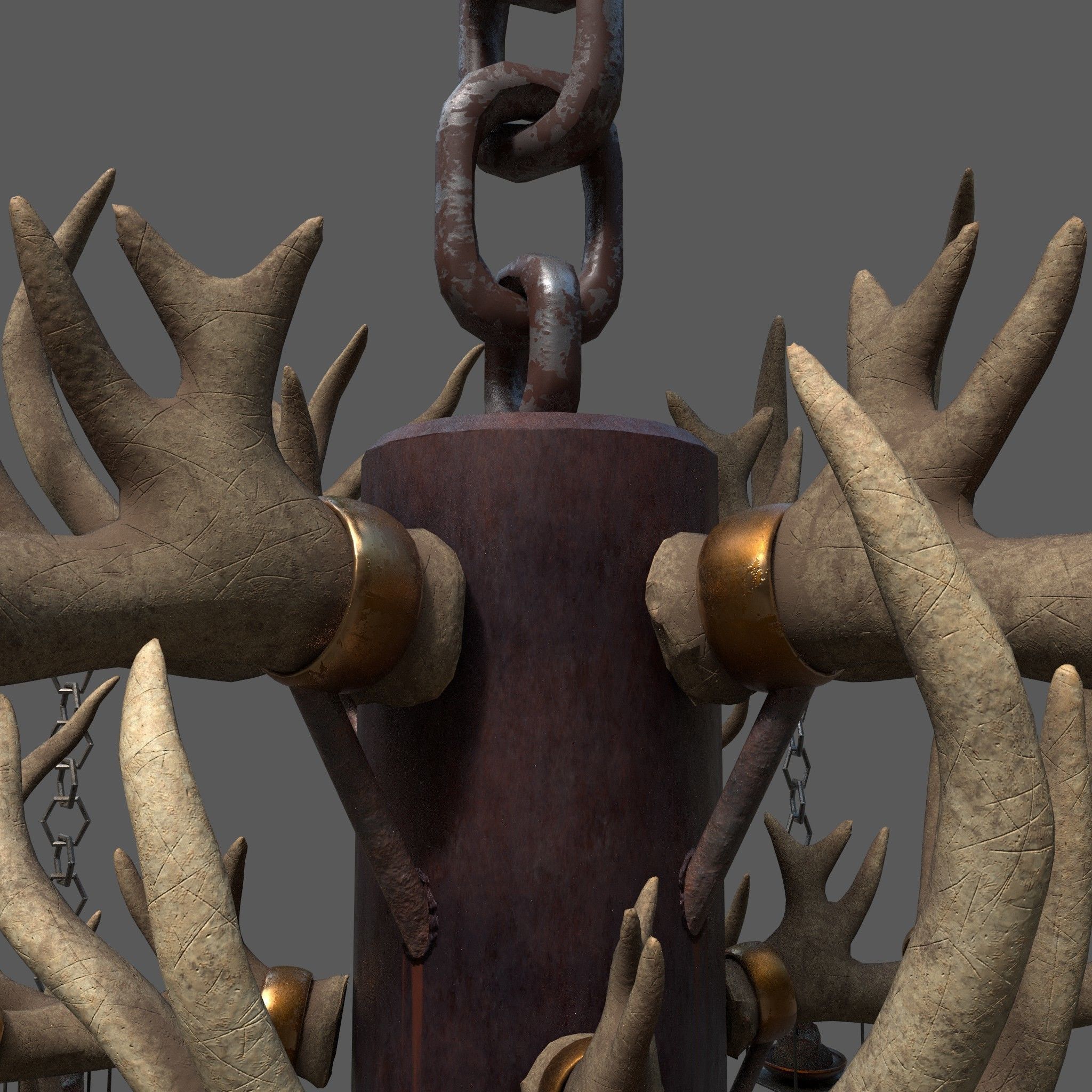 Large Antler Chandelier Free low-poly 3D model_20